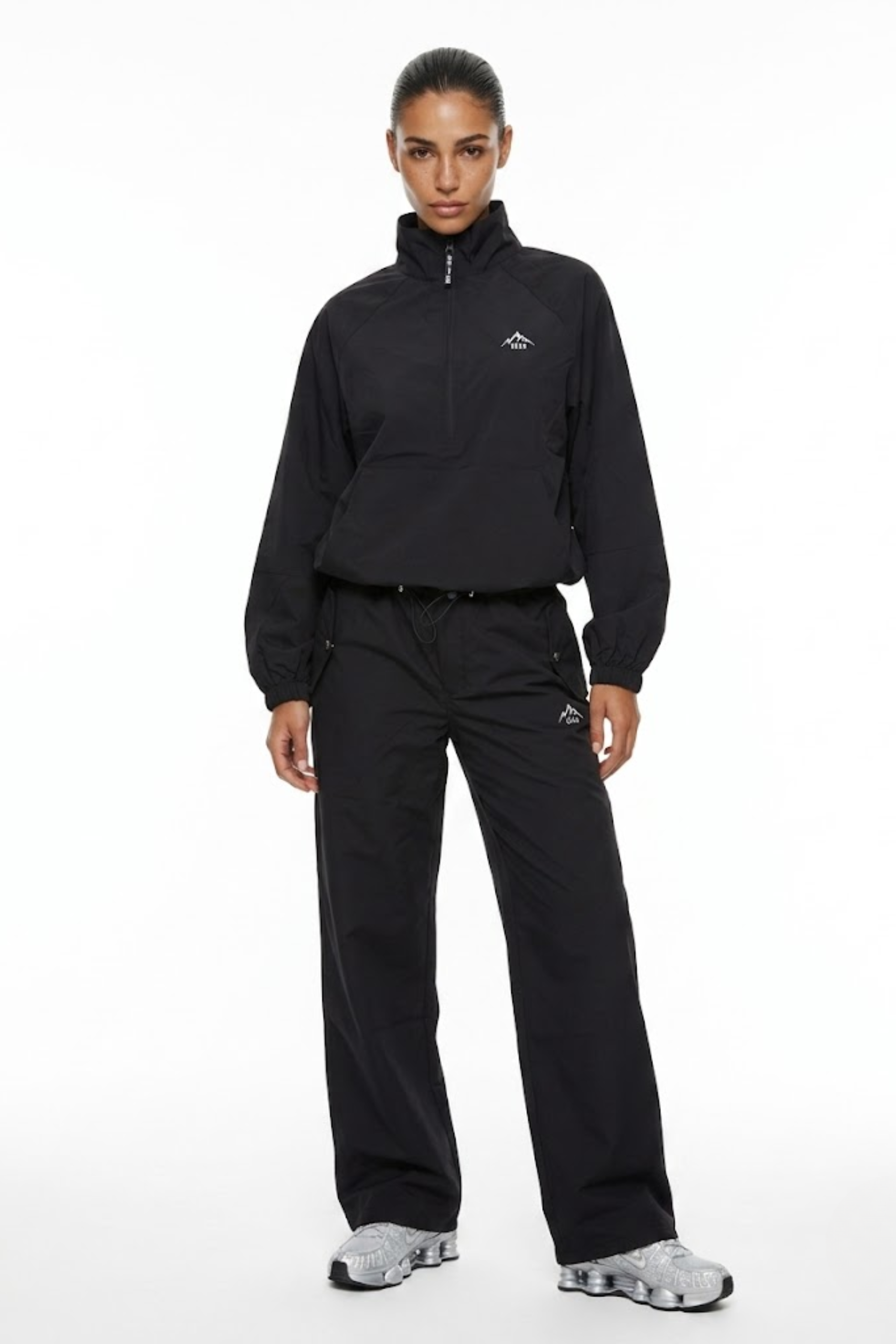 The Grid Tracksuit Half Zip In Black