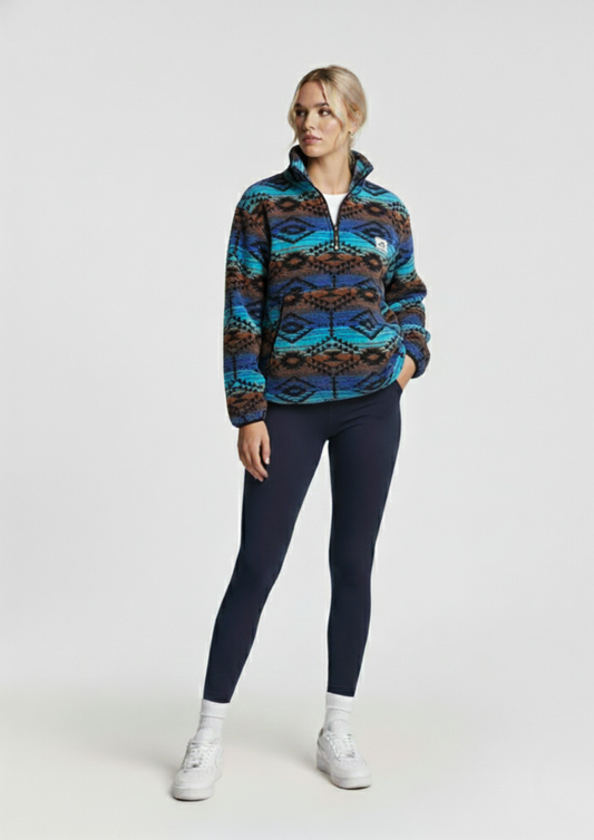 The Trek fleece in Blue Aztec