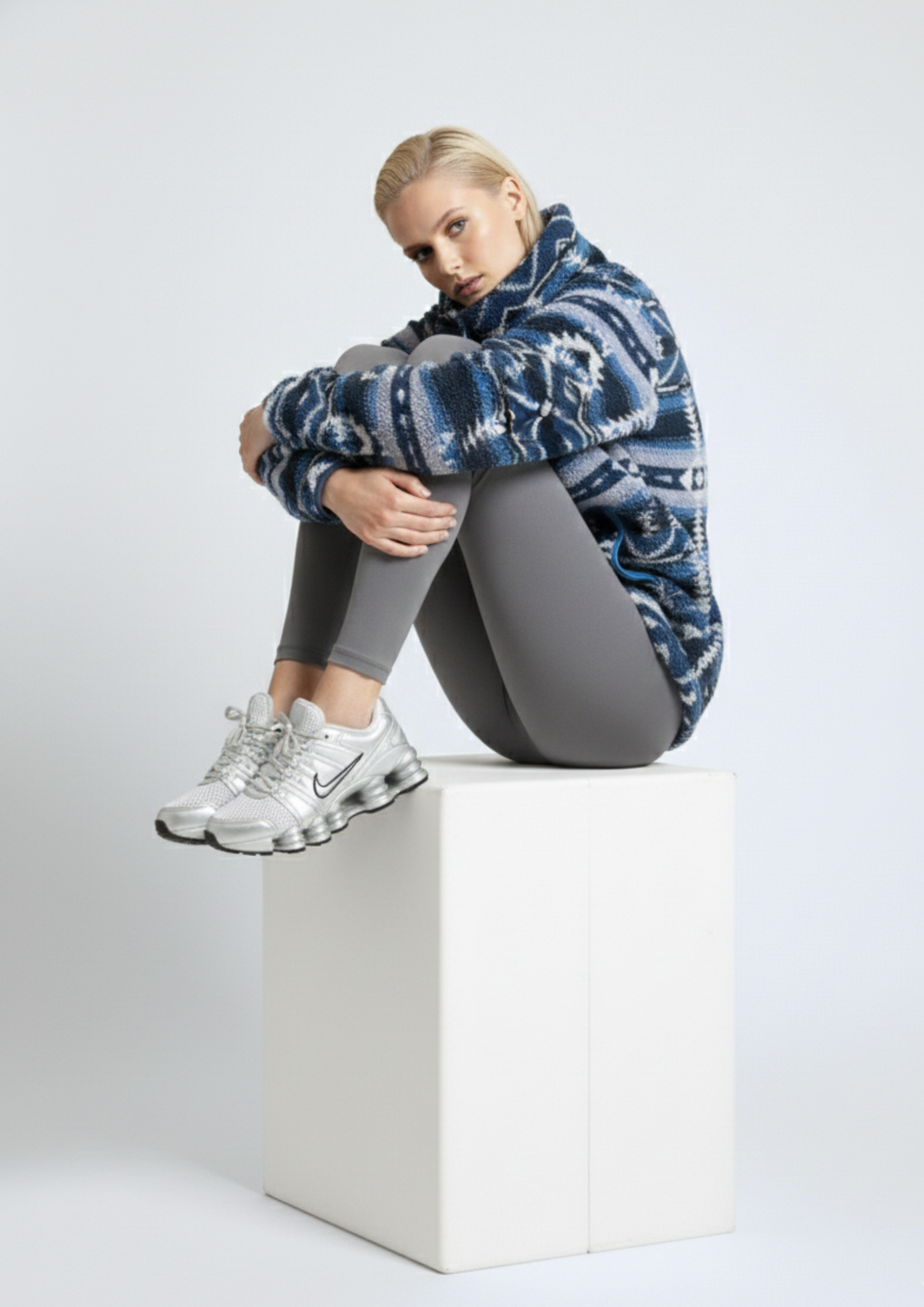 The Trek fleece in Navy Blue Aztec