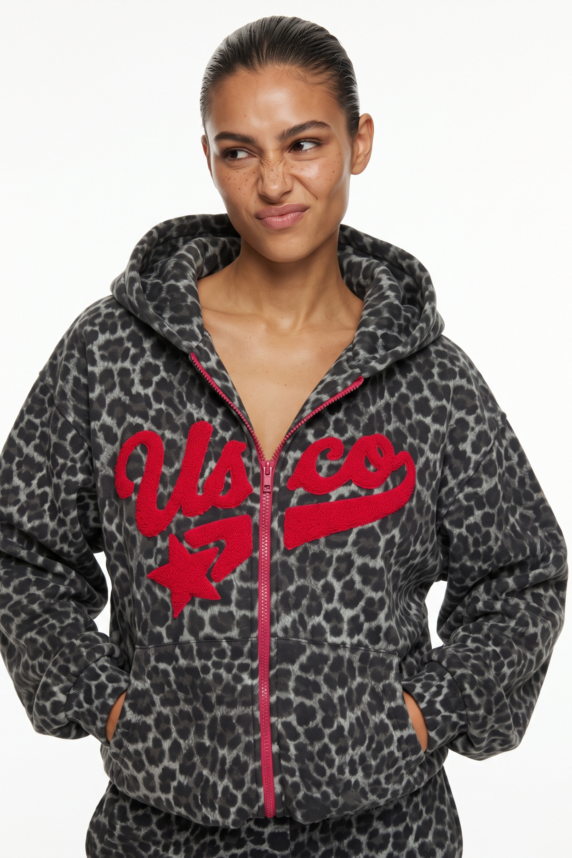 THE STARGAZER TRACKSUIT IN GREY LEOPARD PRINT