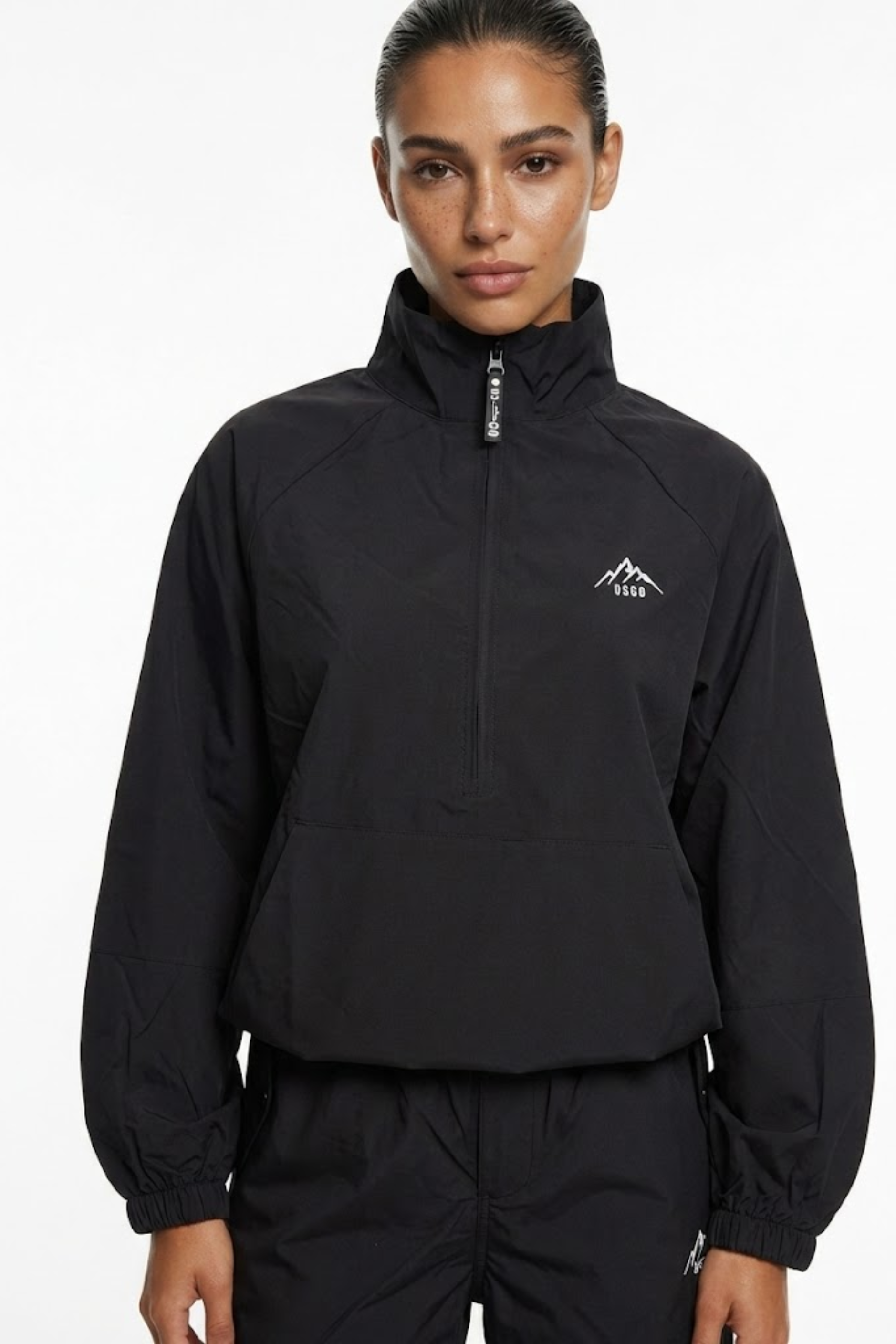 The Grid Tracksuit Half Zip In Black