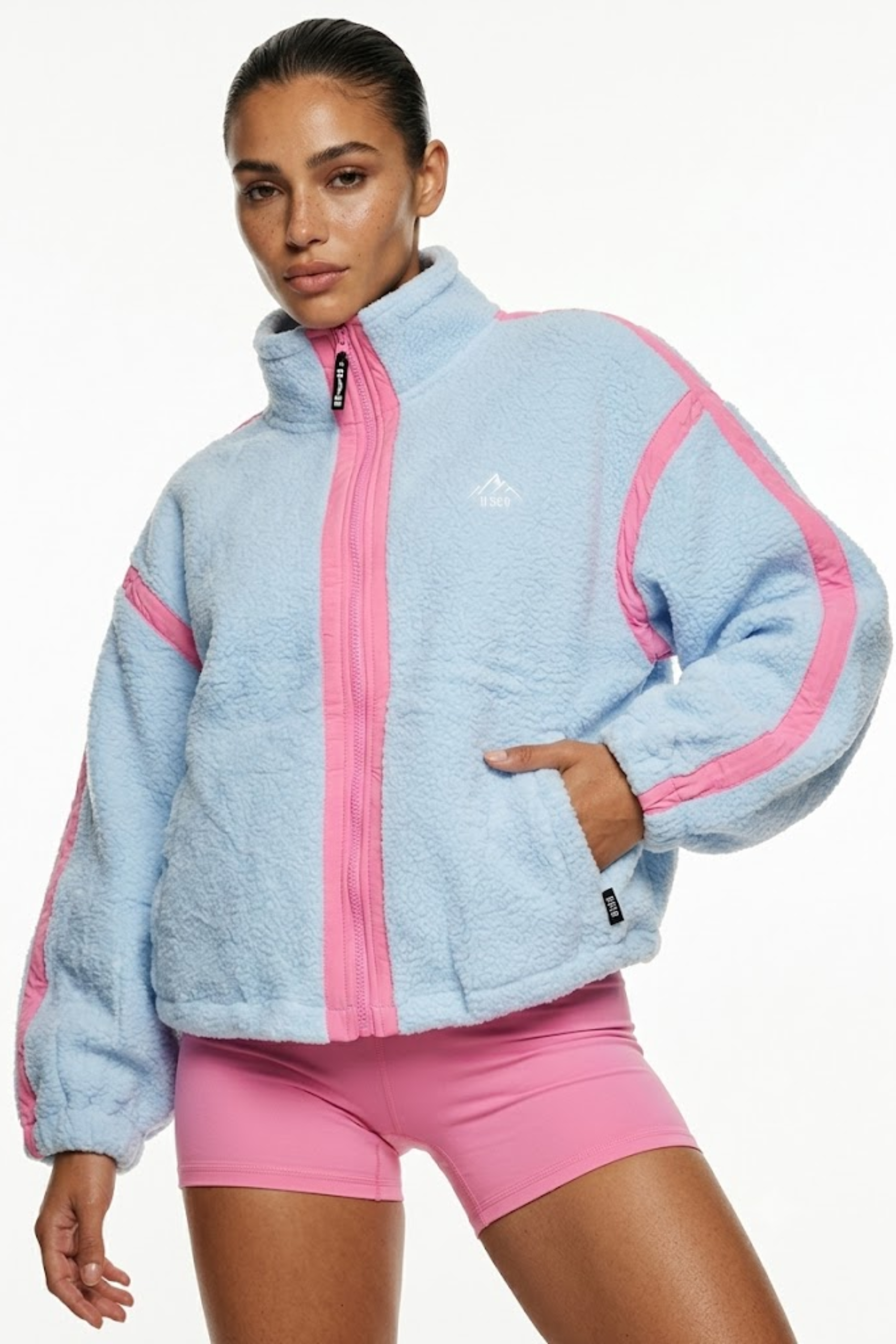 THE SORBET STRIPE FLEECE IN SKY BLUE