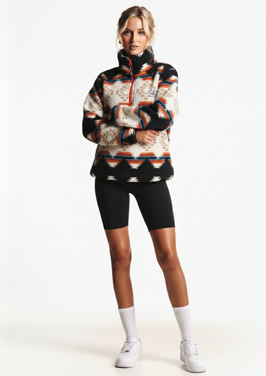 The Trek fleece in Black Aztec