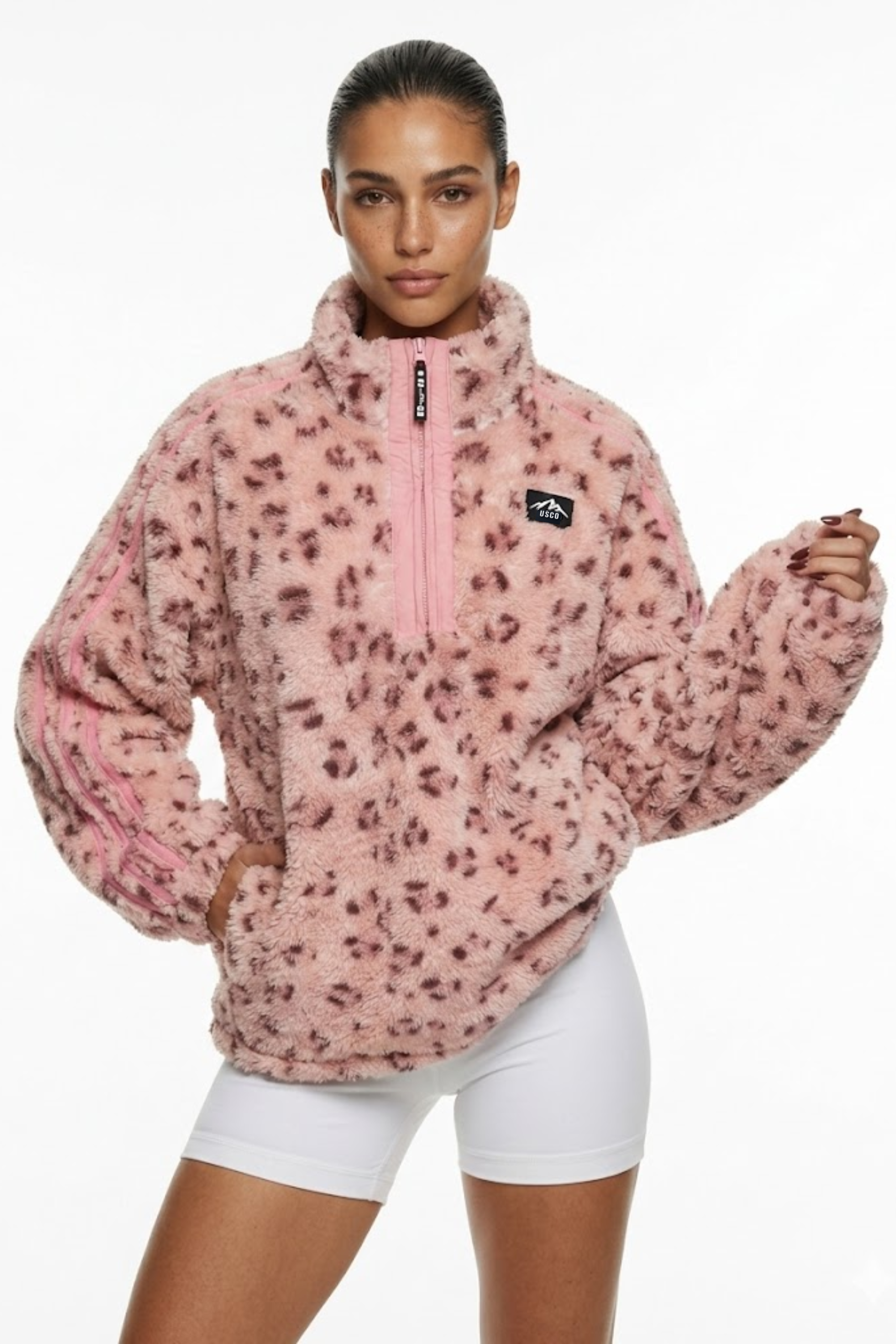 THE VECTOR FLEECE IN PINK LEOPARD T440