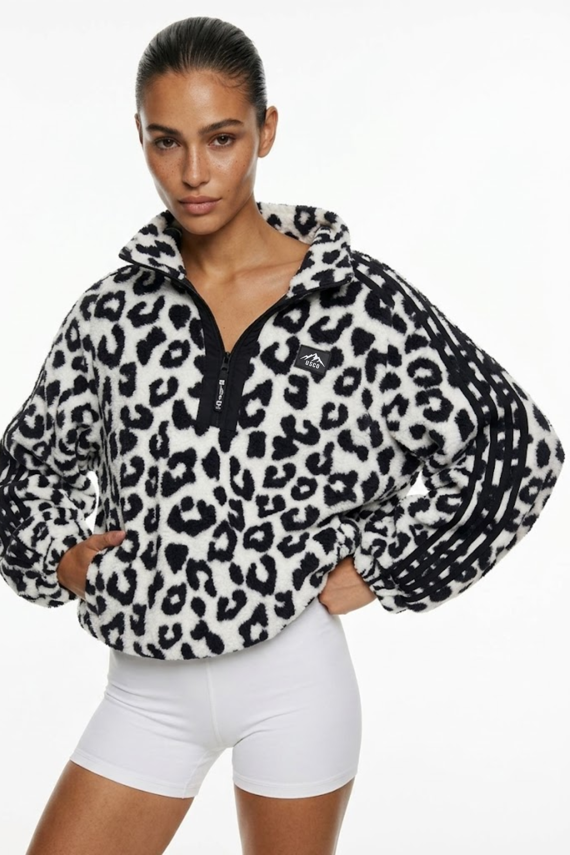THE VECTOR FLEECE IN WHITE LEOPARD T453