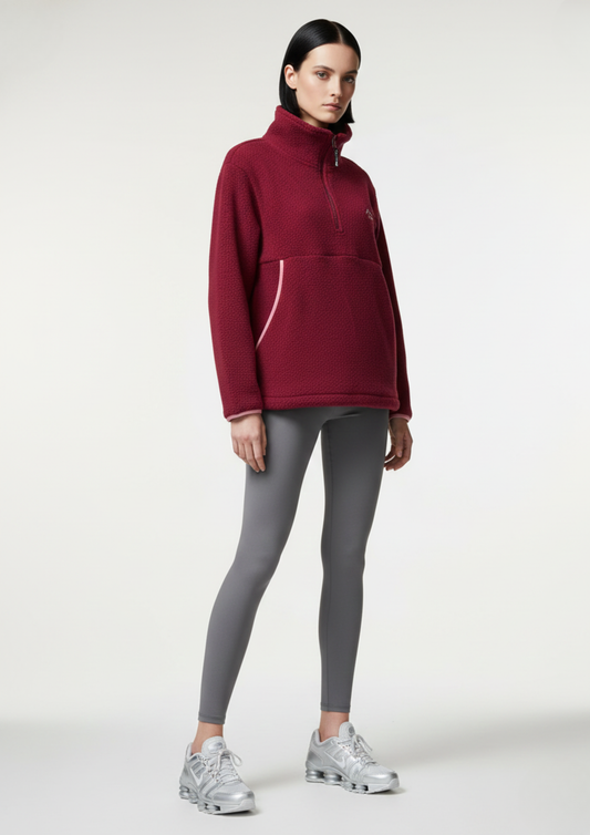 The Nexus Fleece in Burgundy Contrast