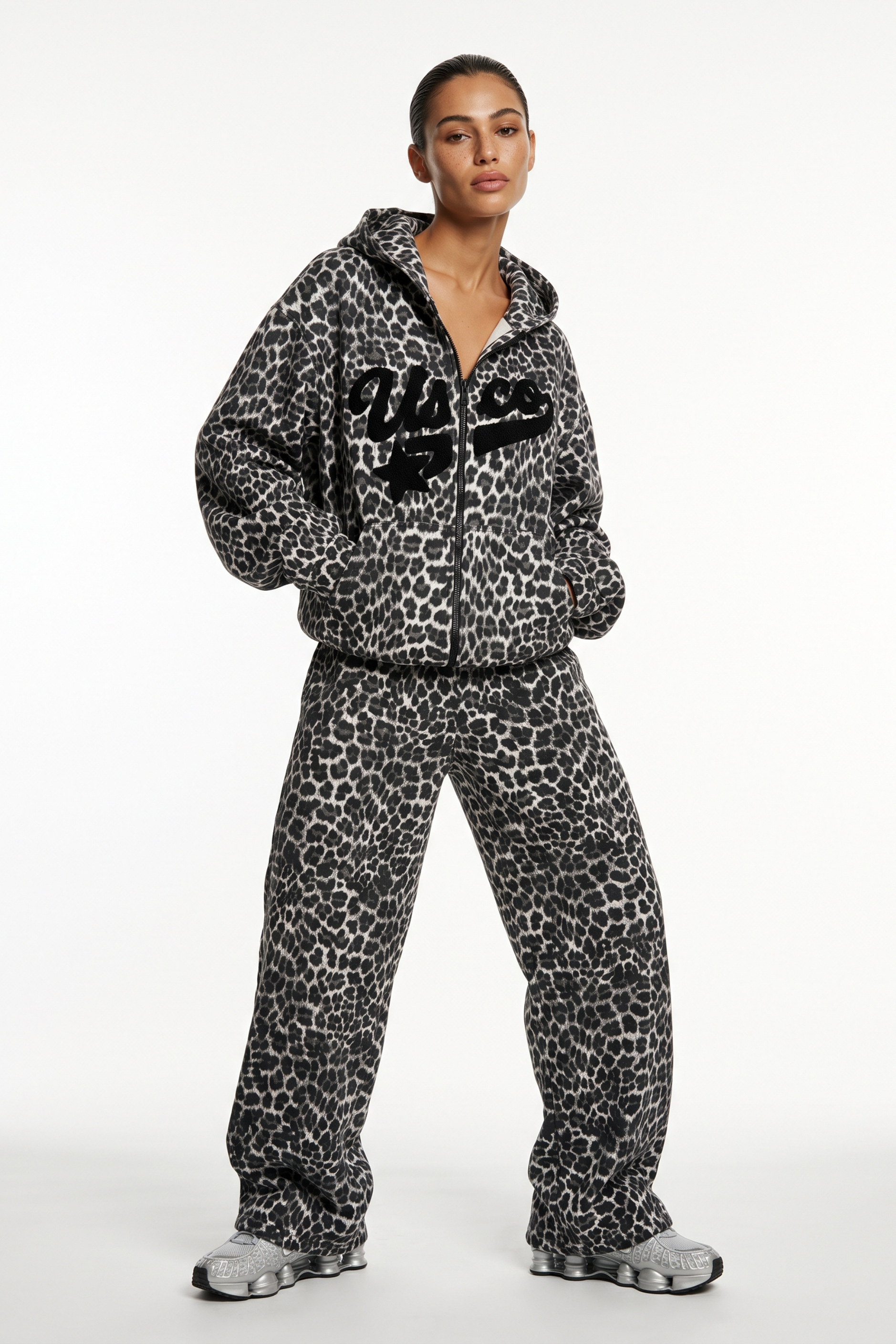 THE STARGAZER TRACKSUIT IN WHITE LEOPARD PRINT