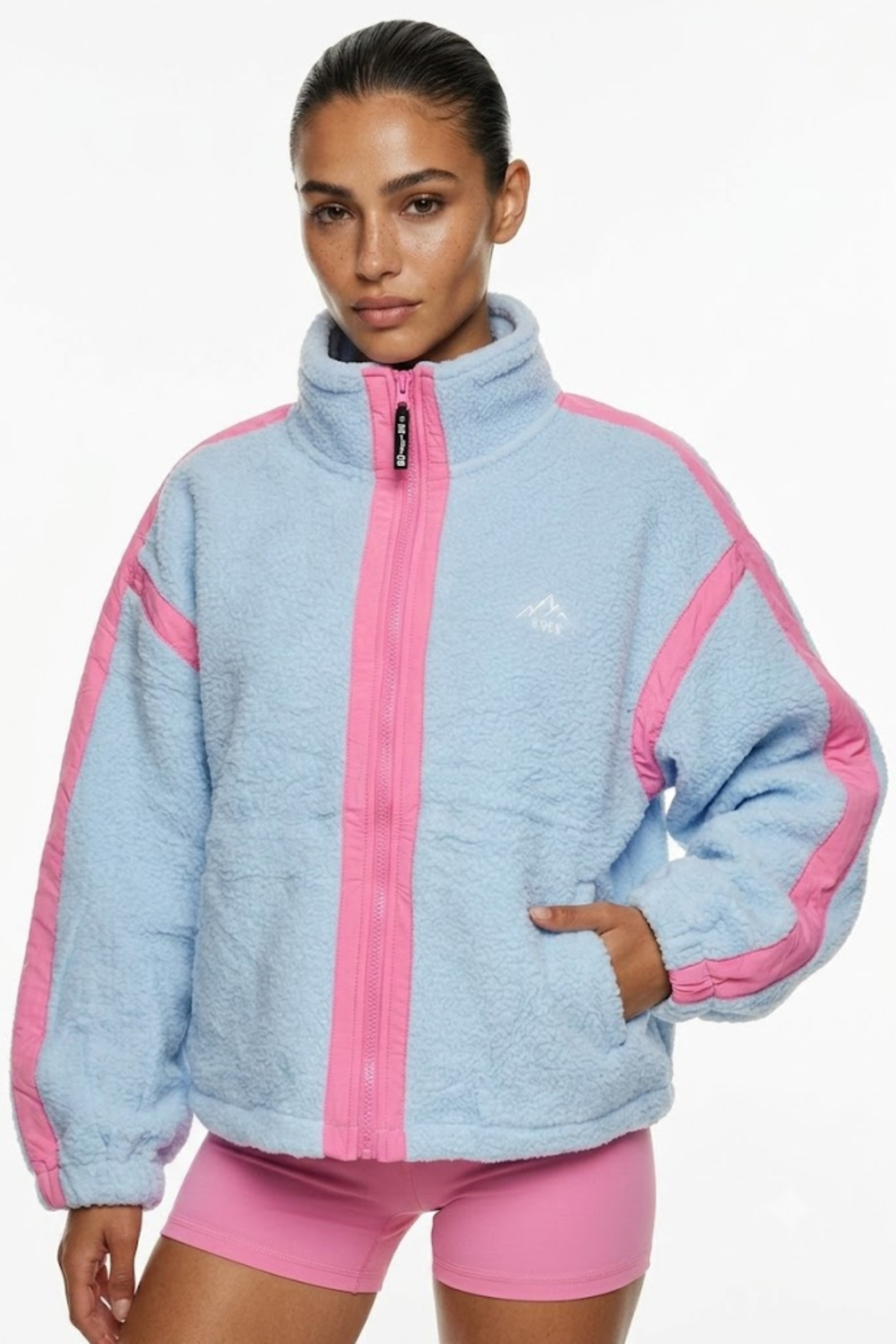 THE SORBET STRIPE FLEECE IN SKY BLUE