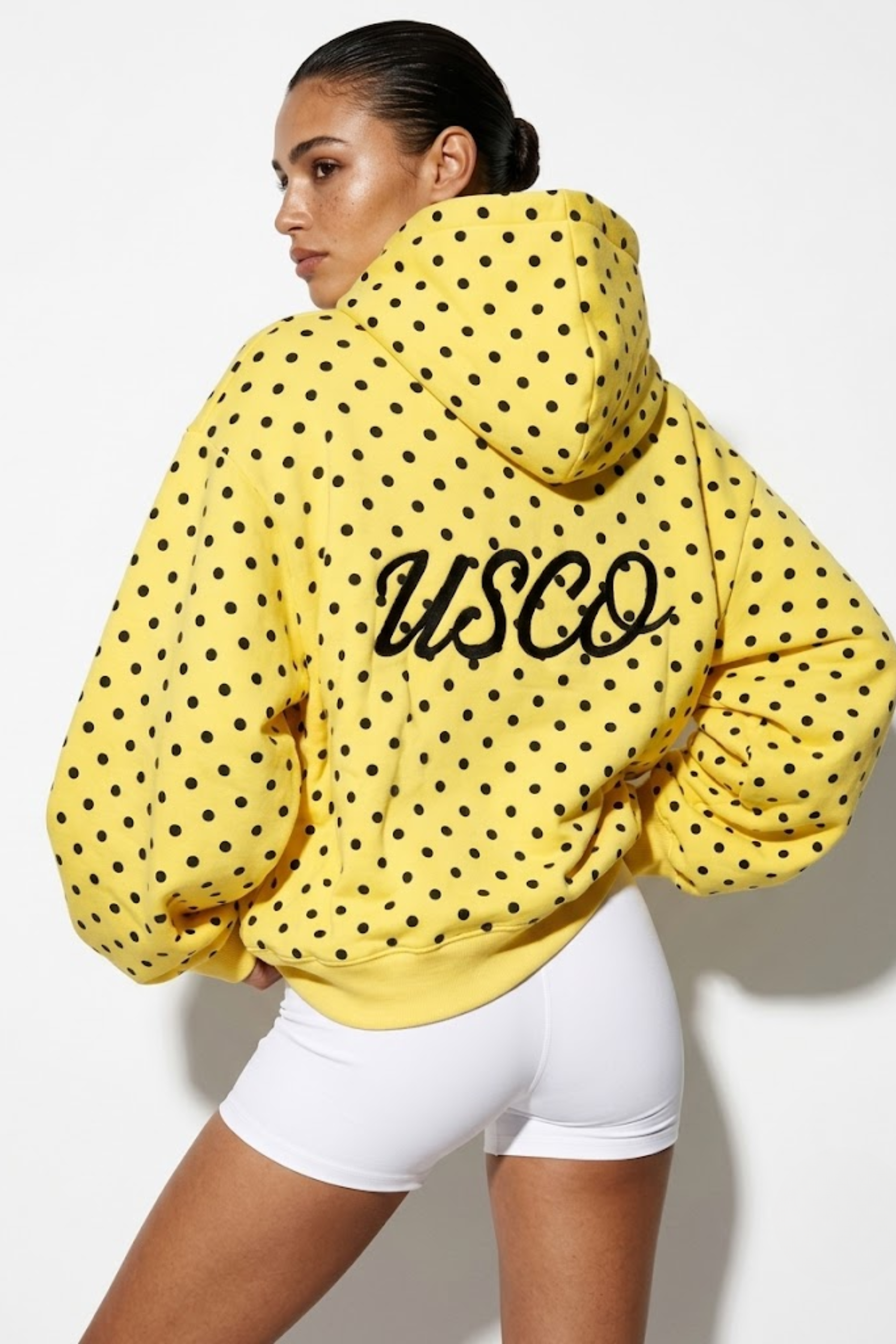 The Minnie zip up in Yellow Polka Dot