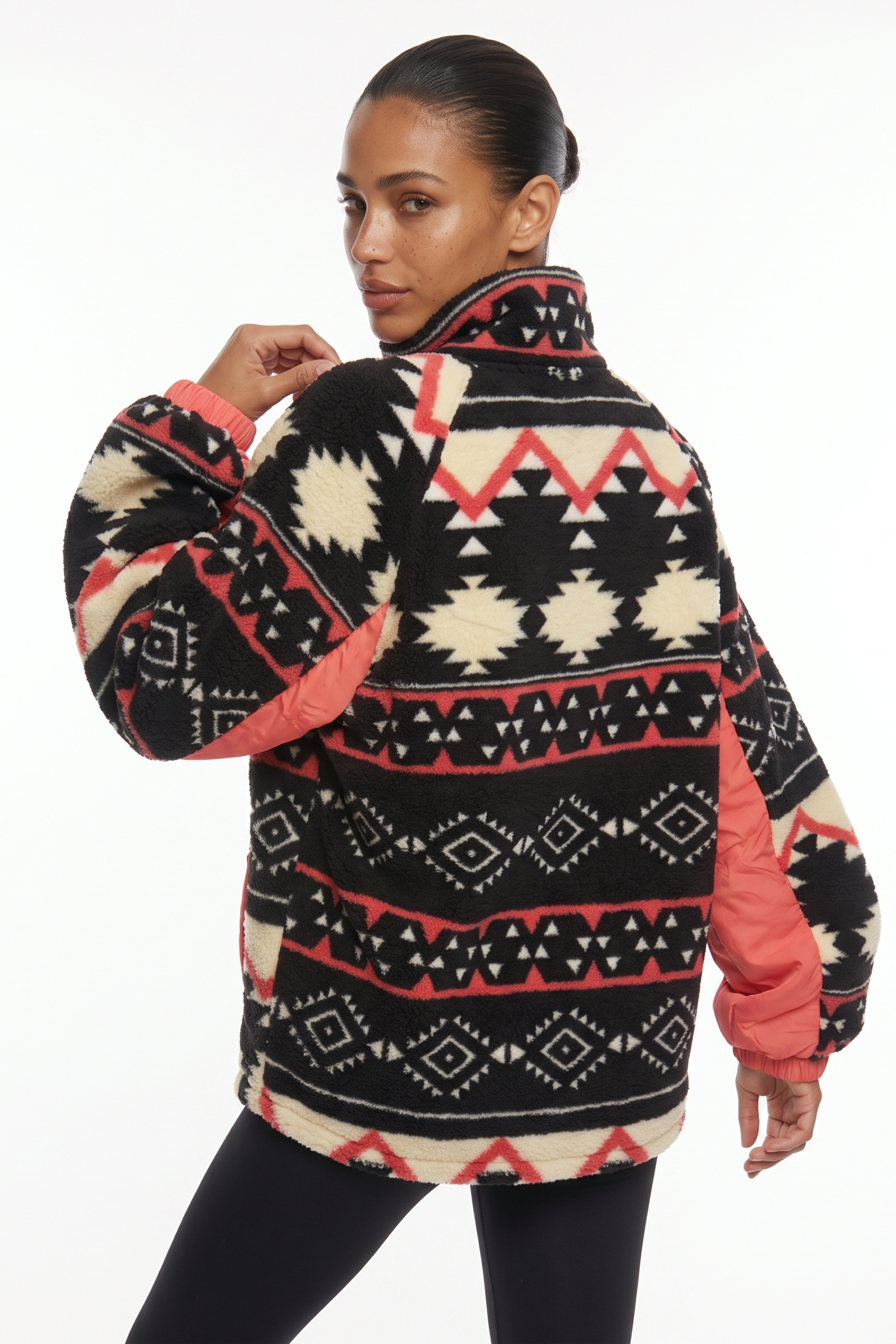 THE ARCTIC FLEECE IN CORAL AZTEC