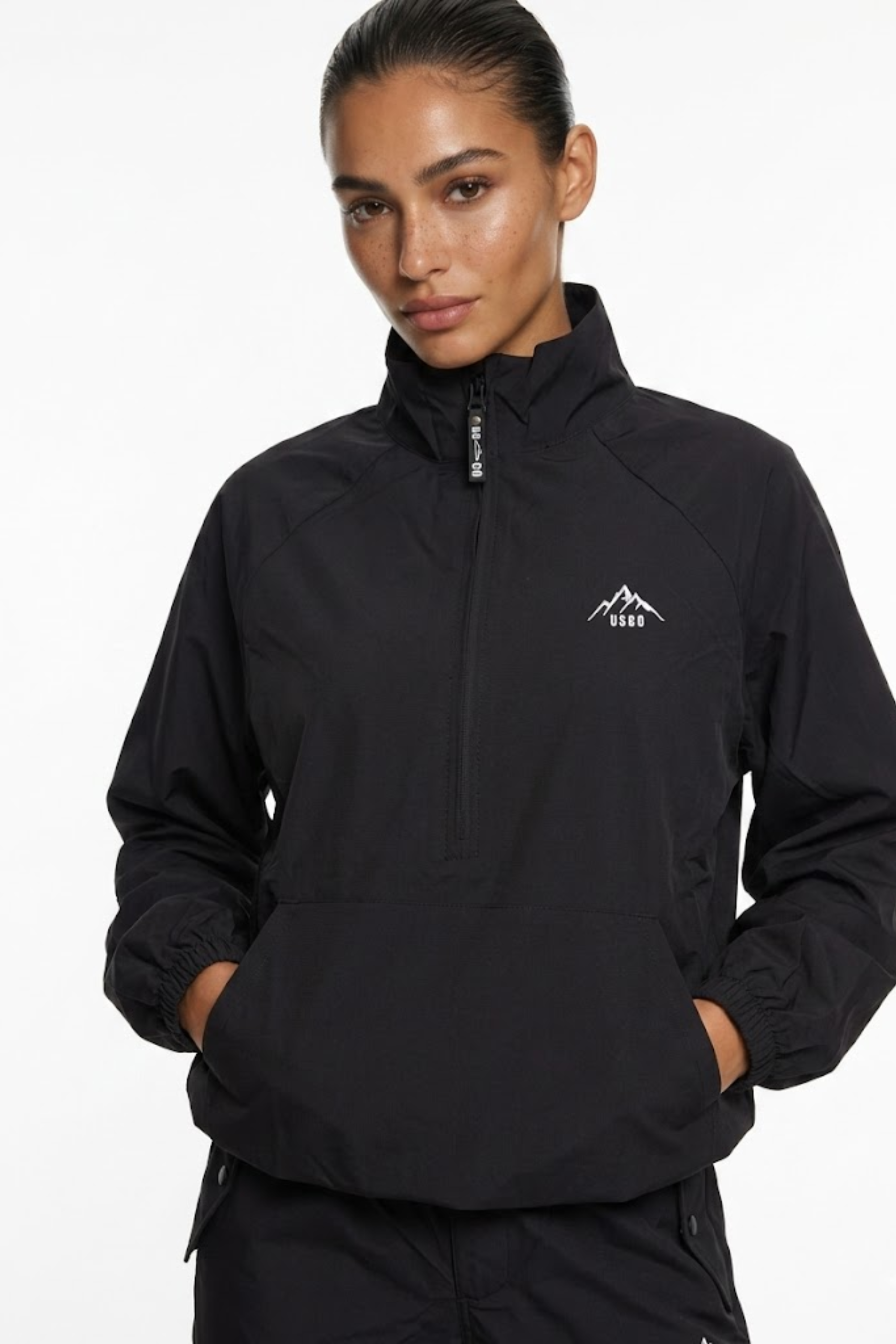 The Grid Tracksuit Half Zip In Black