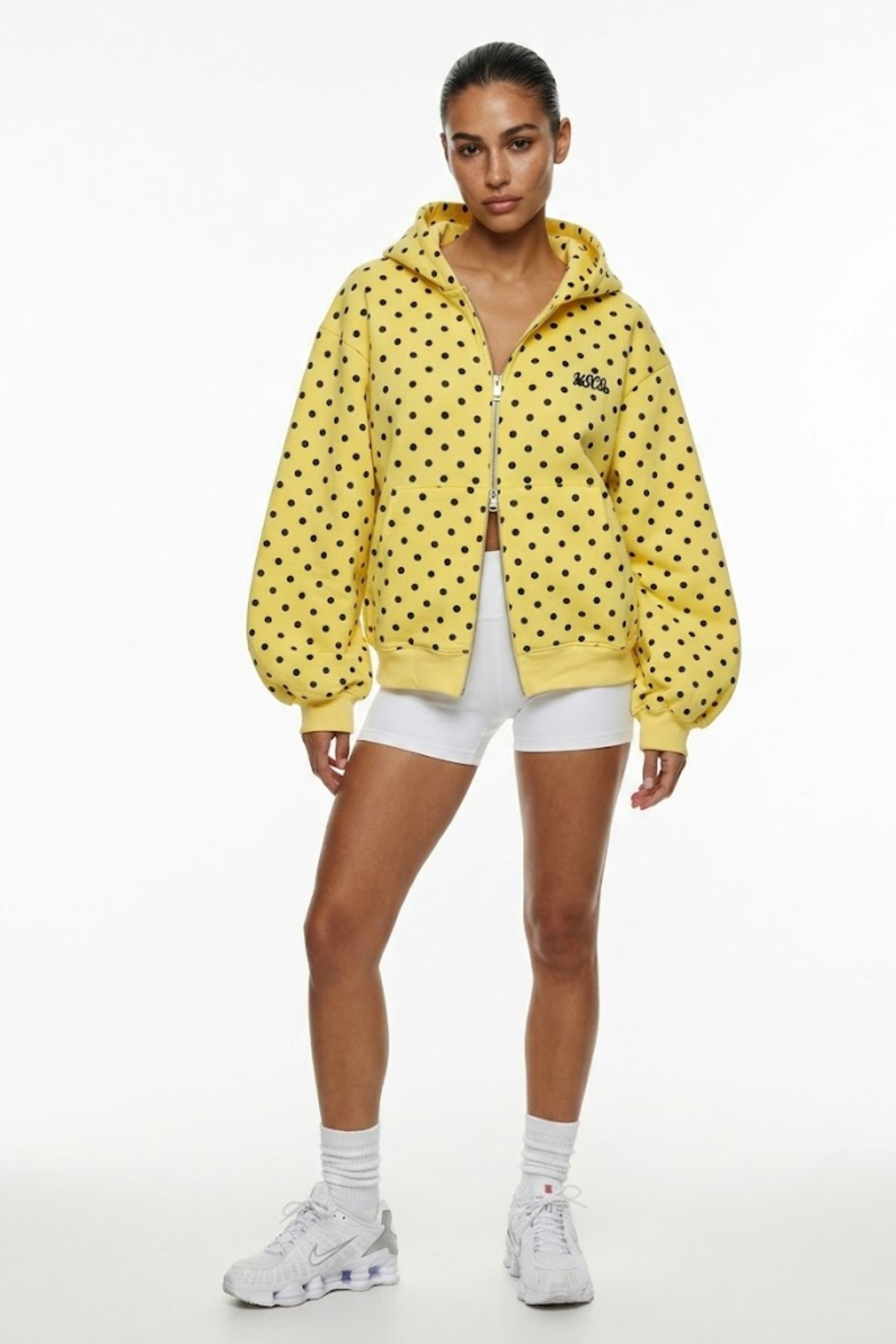 The Minnie zip up in Yellow Polka Dot