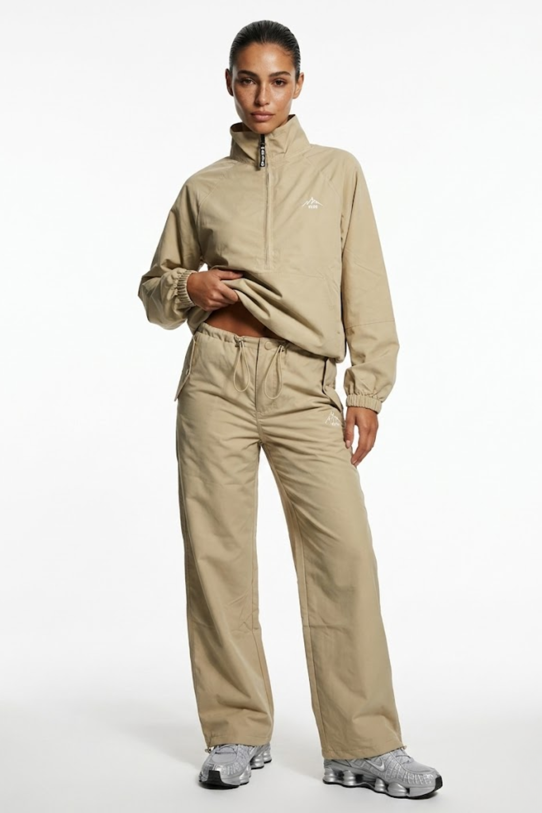 The Grid Tracksuit Half Zip In Sand