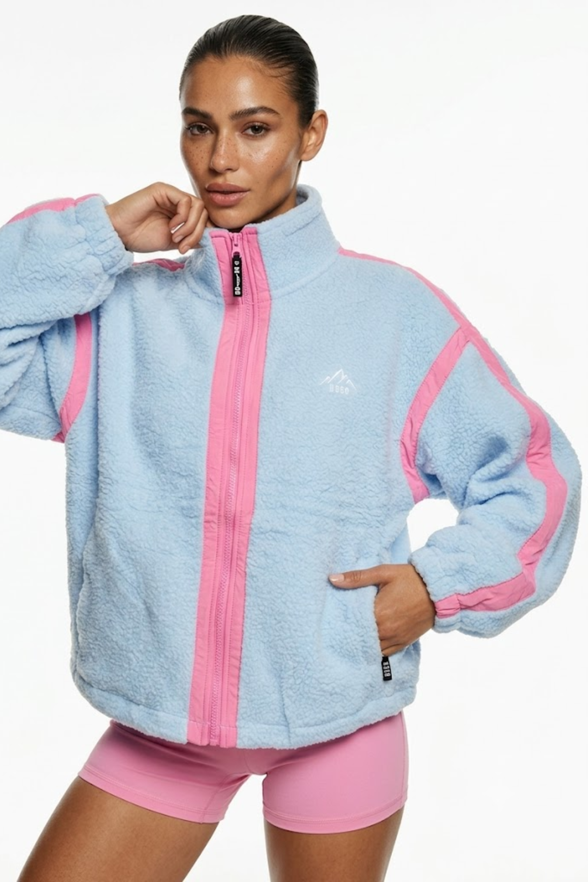 THE SORBET STRIPE FLEECE IN SKY BLUE