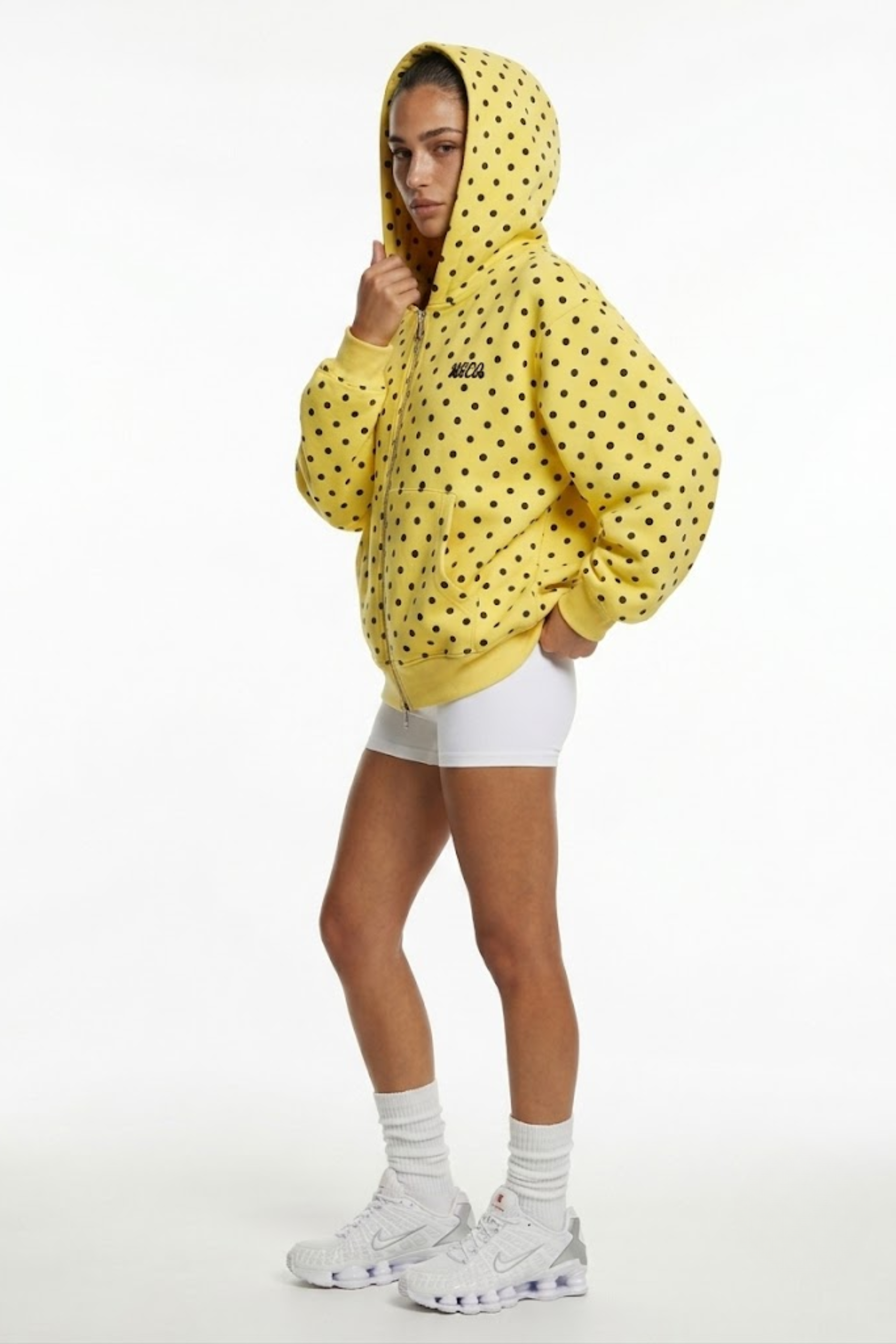 The Minnie zip up in Yellow Polka Dot