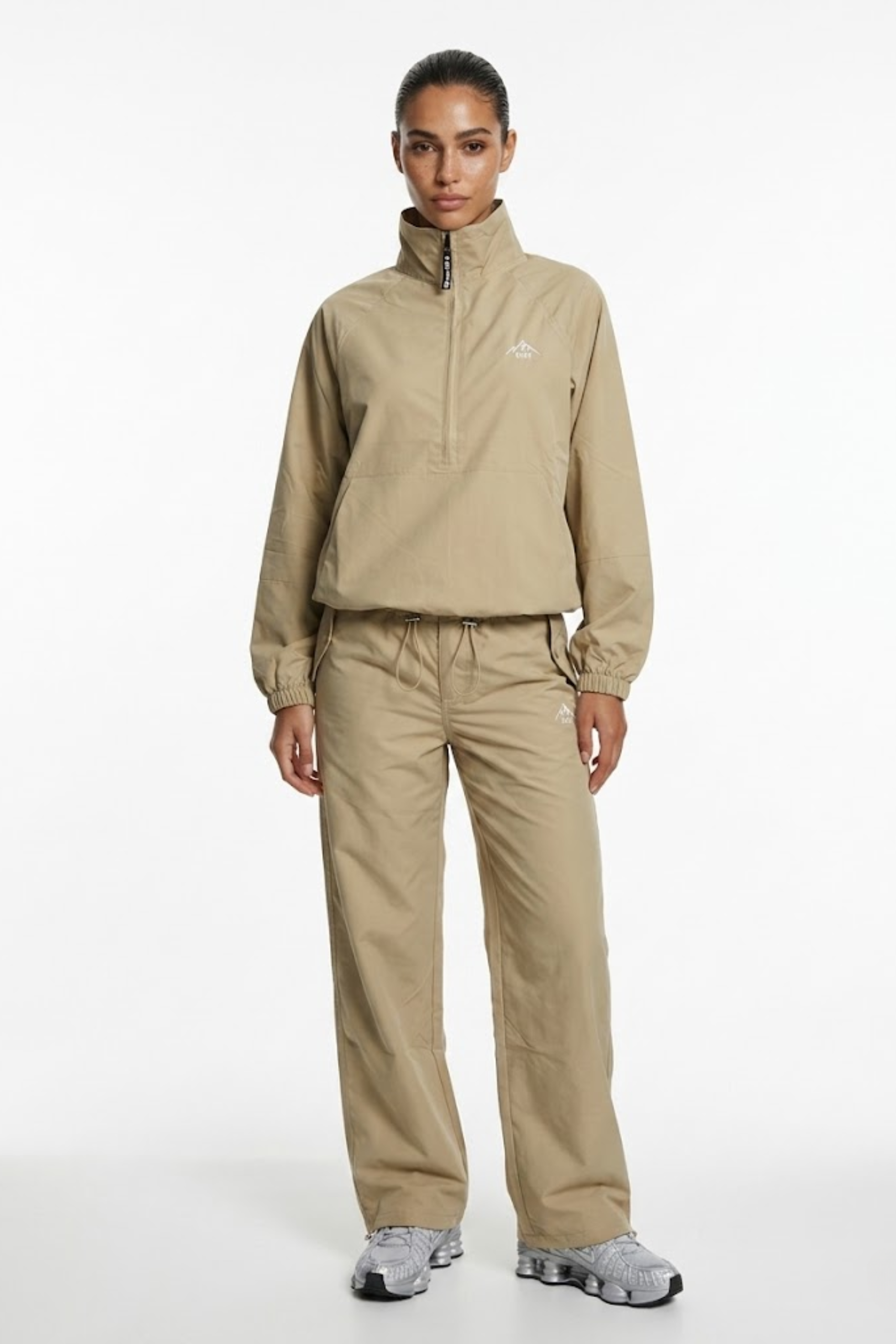 The Grid Tracksuit Half Zip In Sand