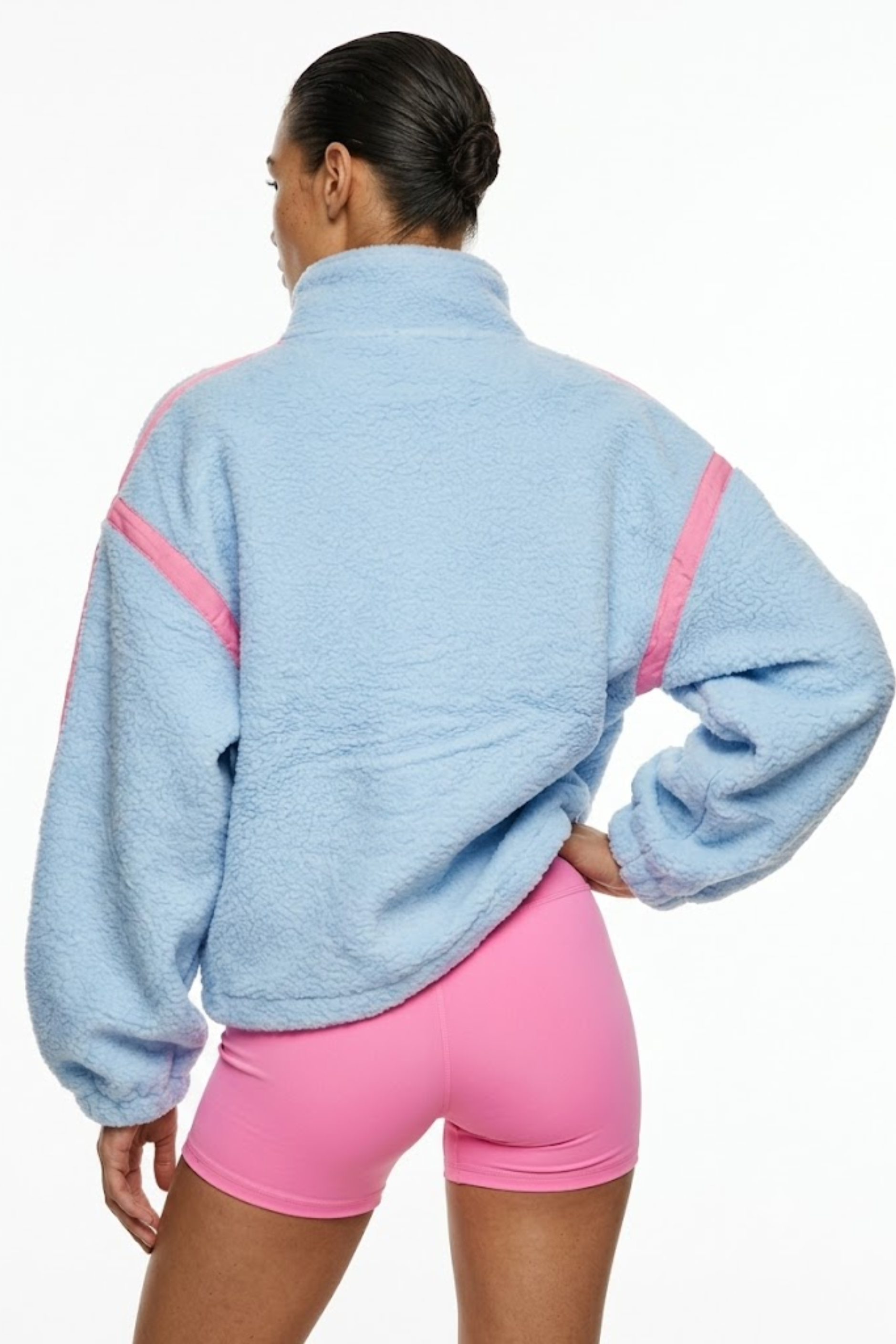 THE SORBET STRIPE FLEECE IN SKY BLUE