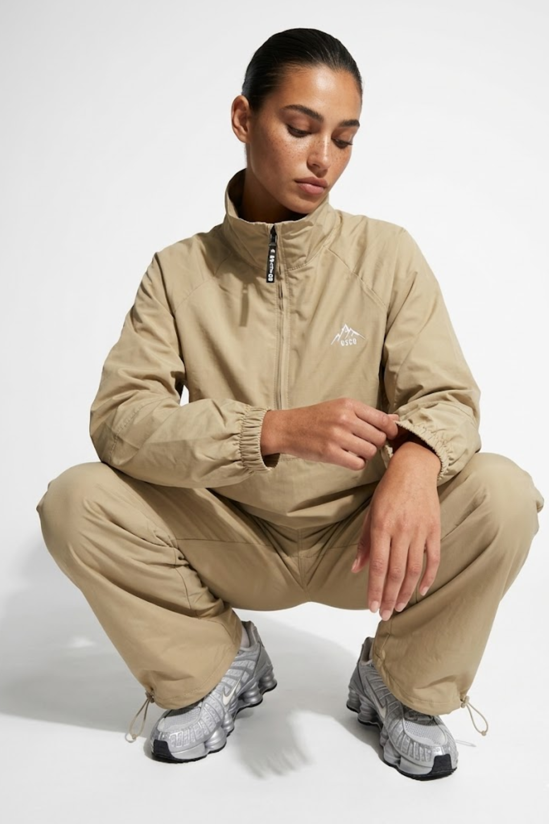 The Grid Tracksuit Half Zip In Sand