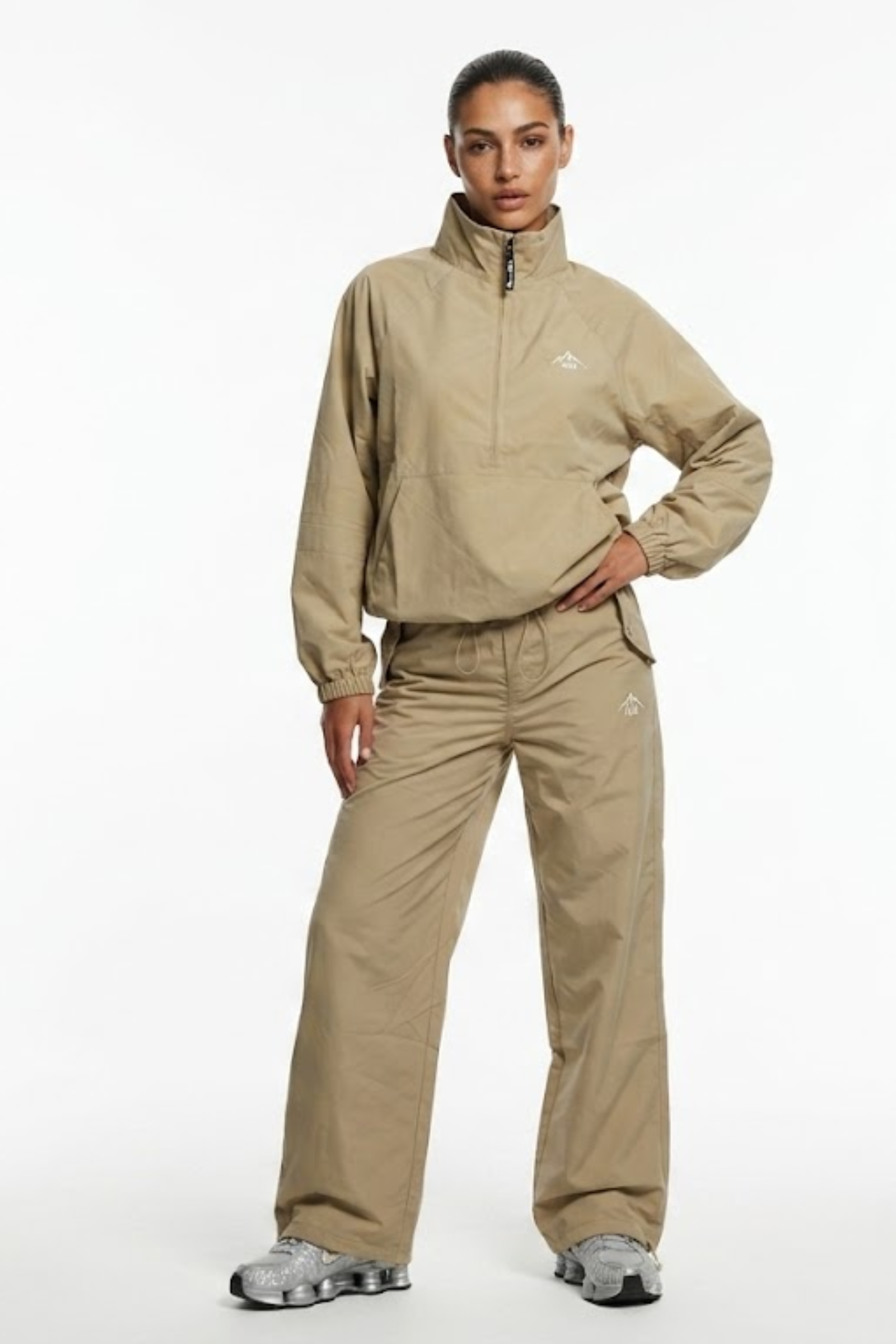 The Grid Tracksuit Half Zip In Sand