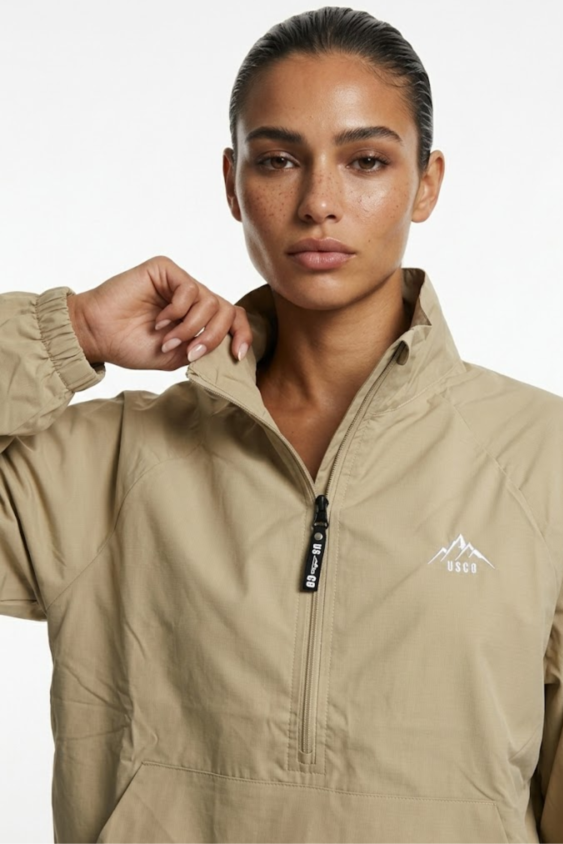 The Grid Tracksuit Half Zip In Sand