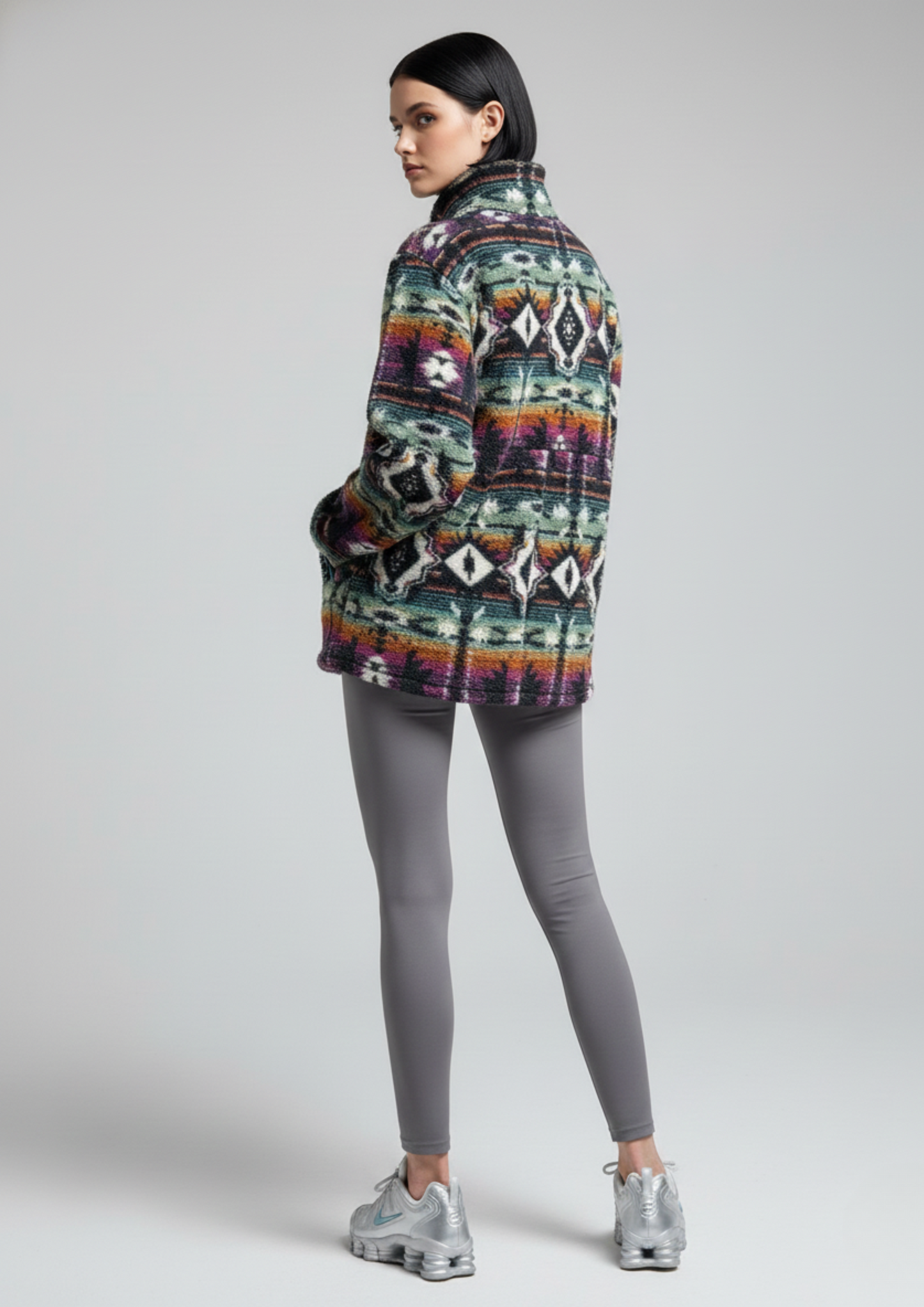 The Trek fleece in Rainbow Aztec