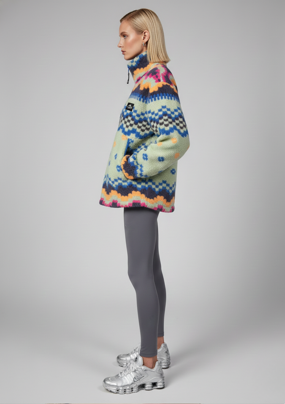 The Trek fleece in Mint/Blue Nordic