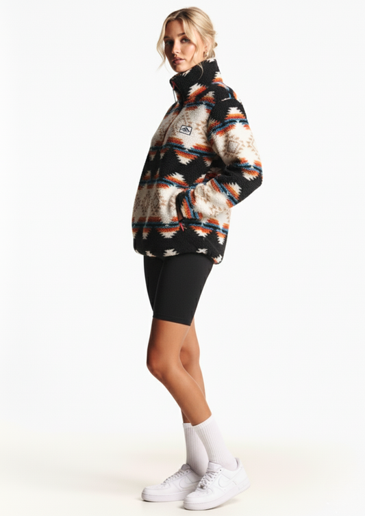 The Trek fleece in Black Aztec