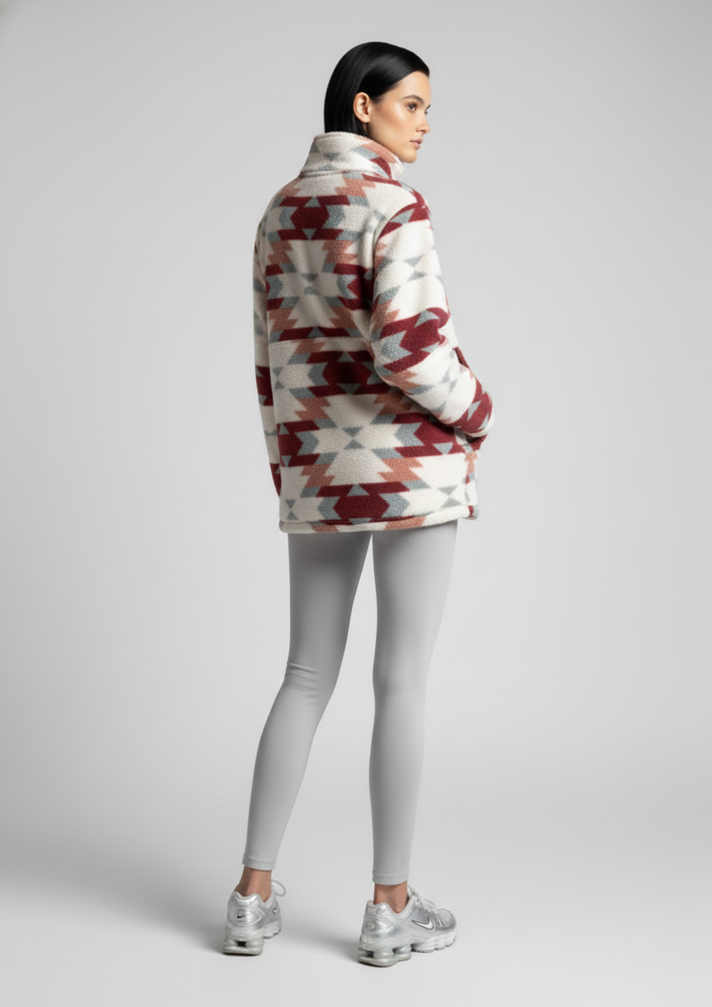 The Trek fleece in Wine aztec