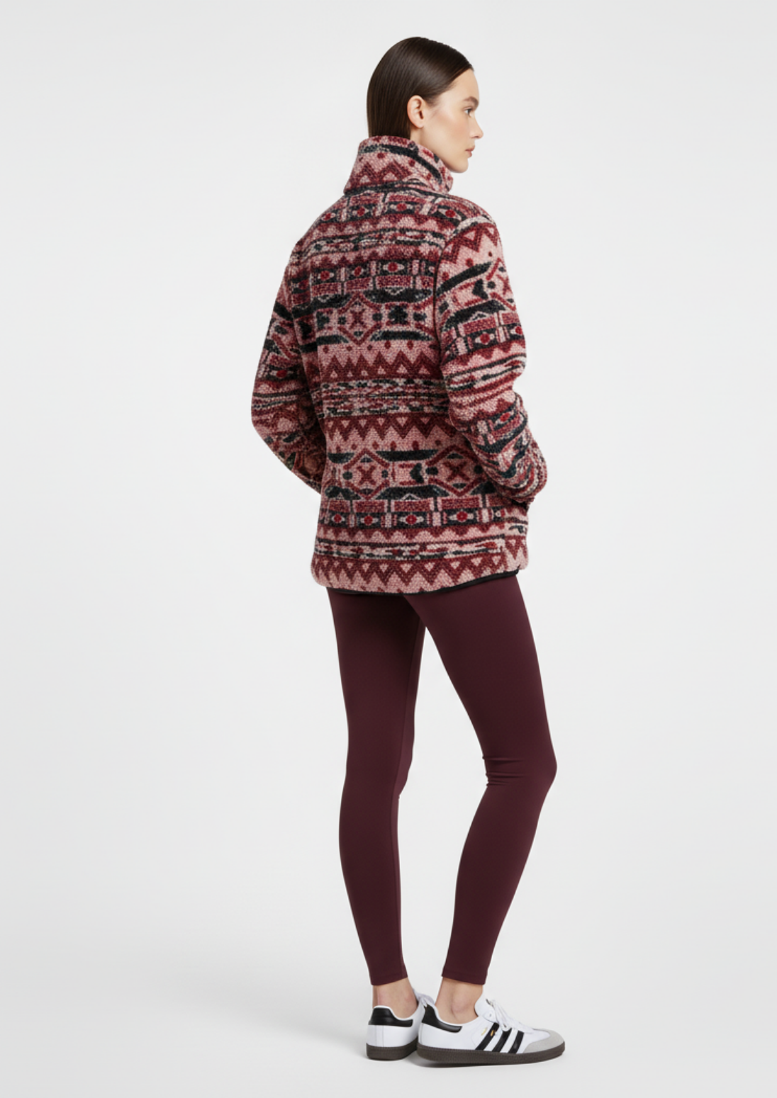 The Trek fleece in Berry Aztec