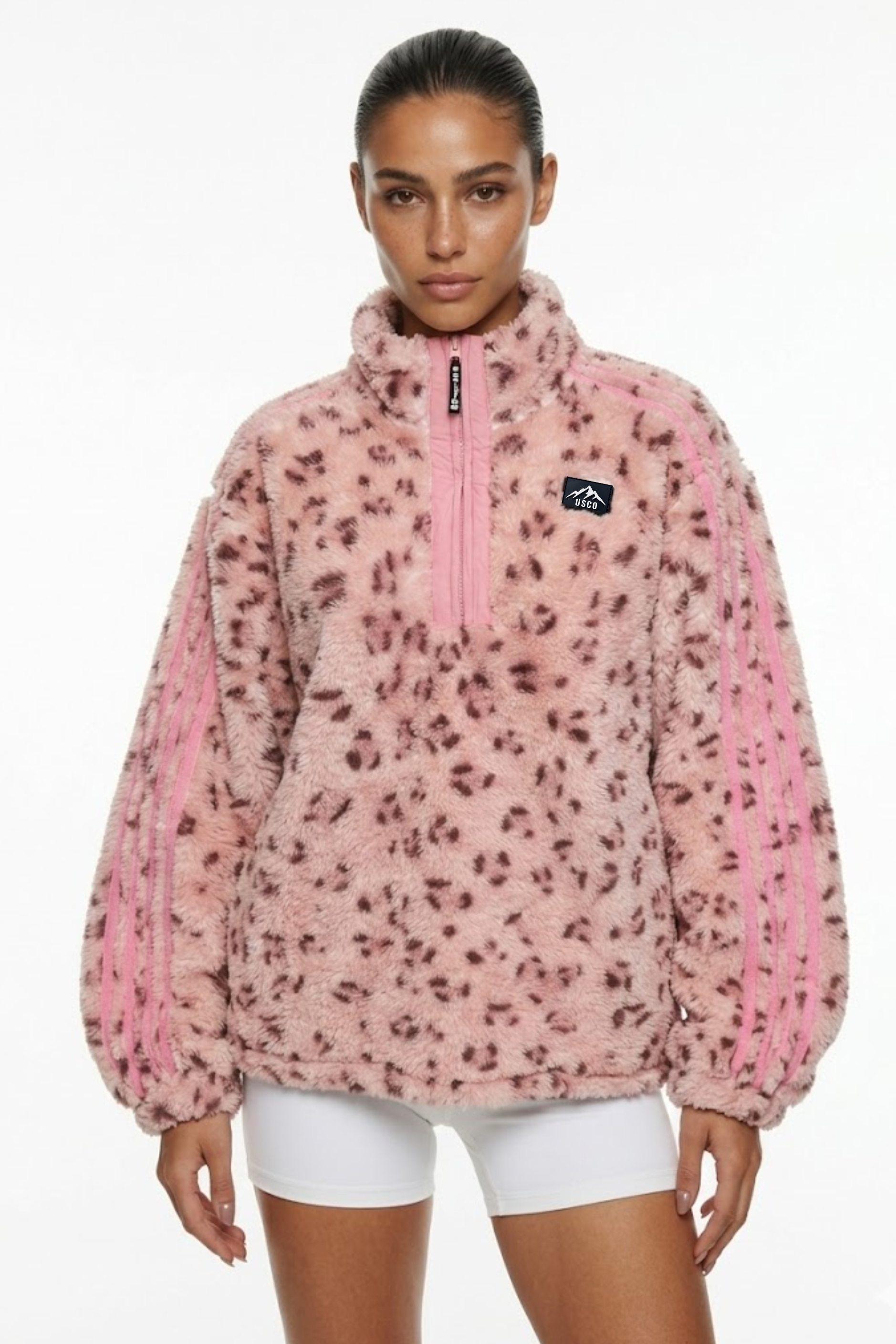 THE VECTOR FLEECE IN PINK LEOPARD T440