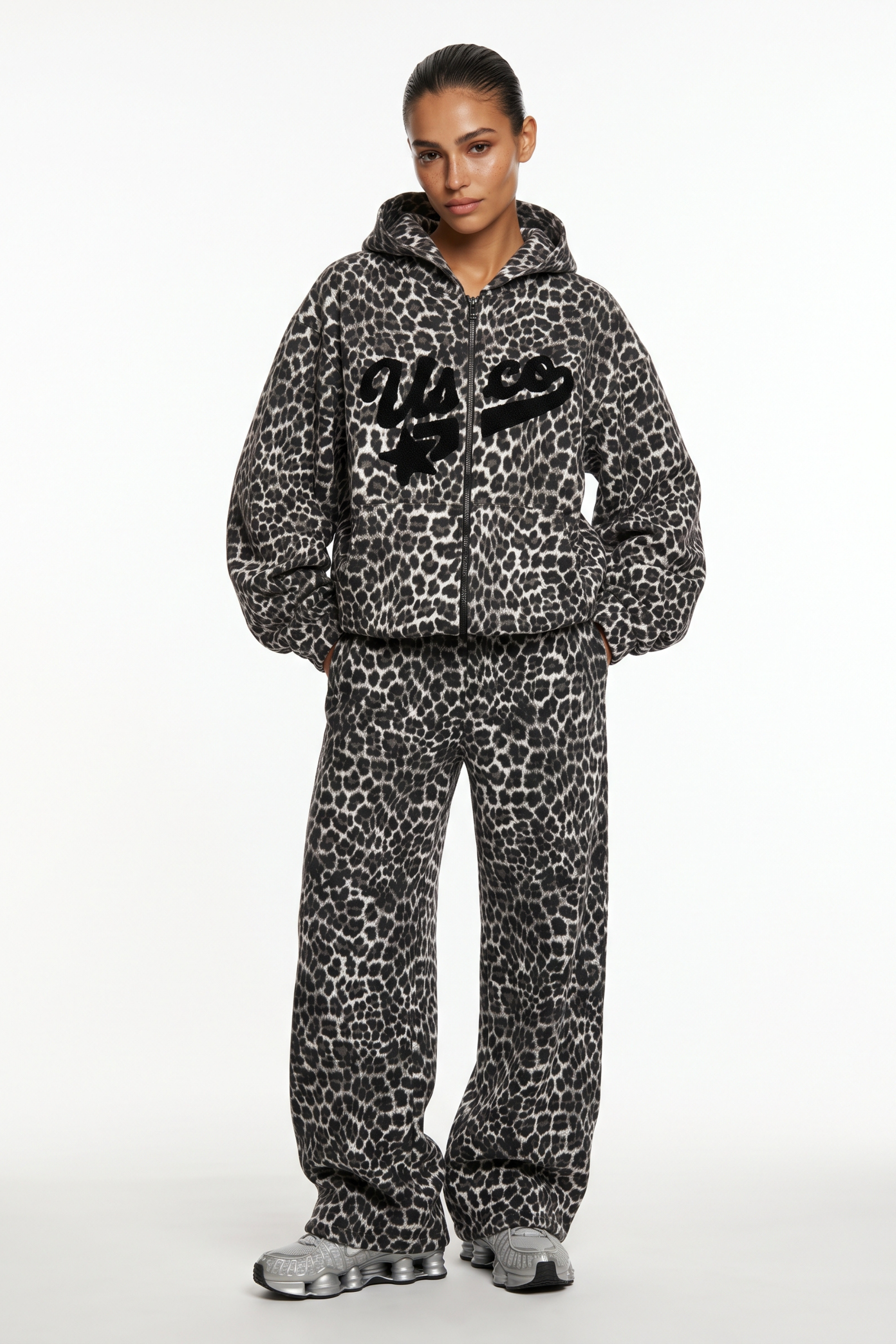 THE STARGAZER TRACKSUIT IN WHITE LEOPARD PRINT