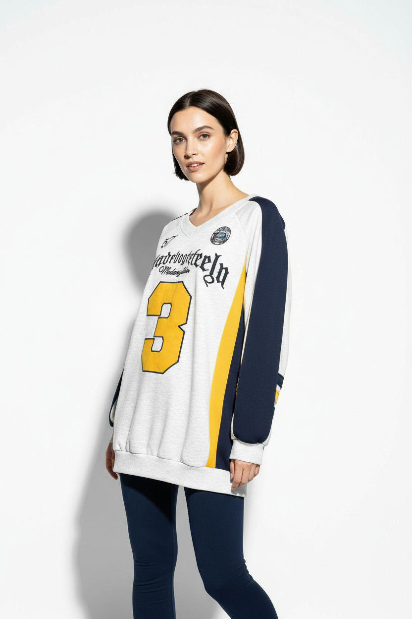 Varsity Oversized Sweatshirt Bleach Grey