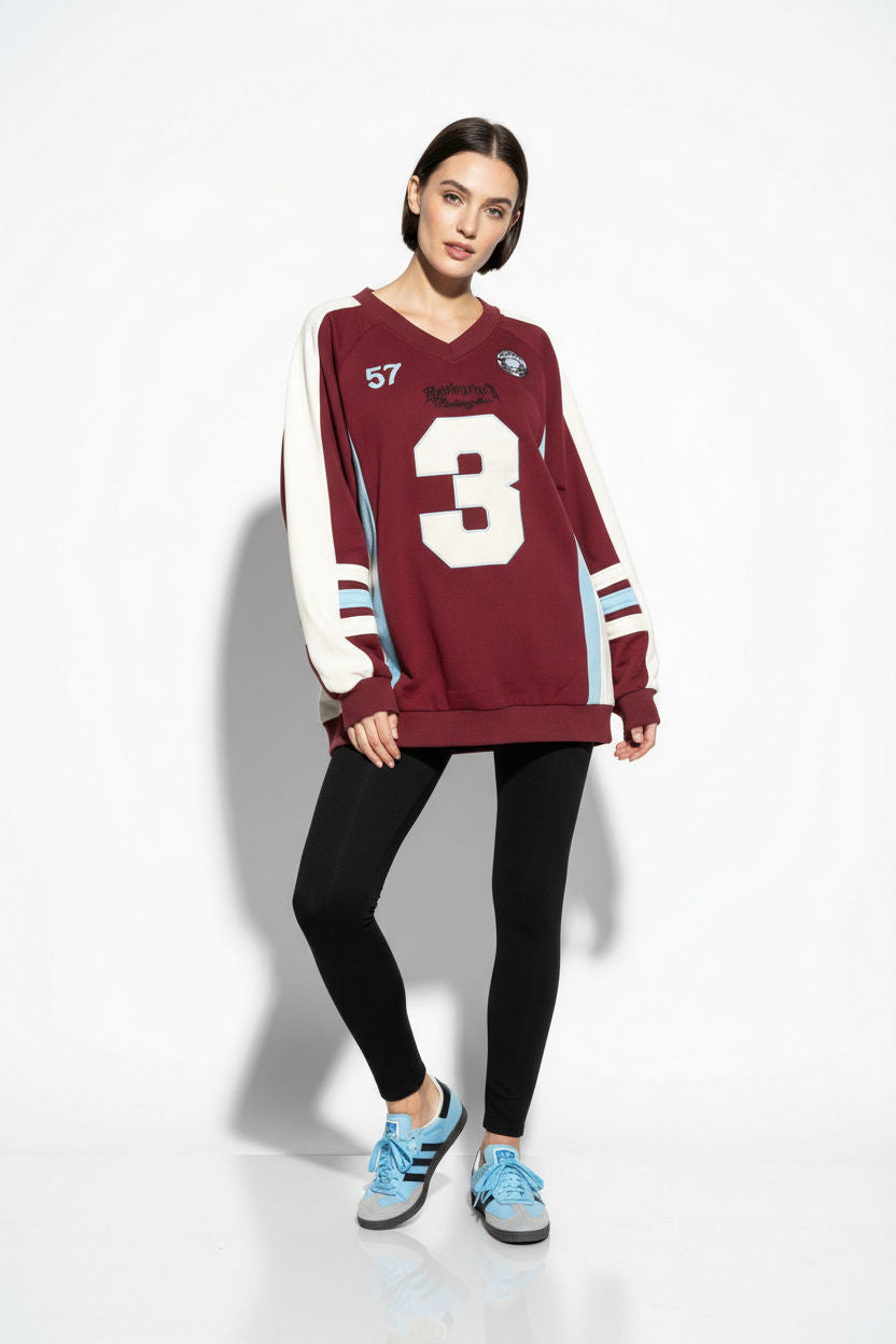Varsity Oversized Sweatshirt wine