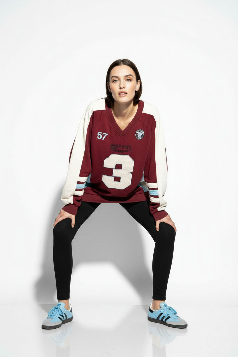 Varsity Oversized Sweatshirt wine