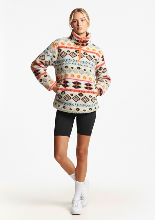 The Trek fleece in Hot Pink Aztec