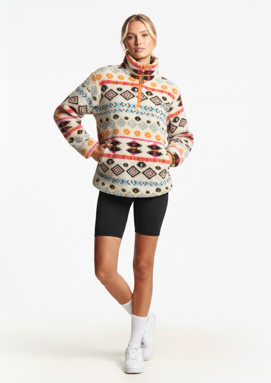 The Trek fleece in Hot Pink Aztec