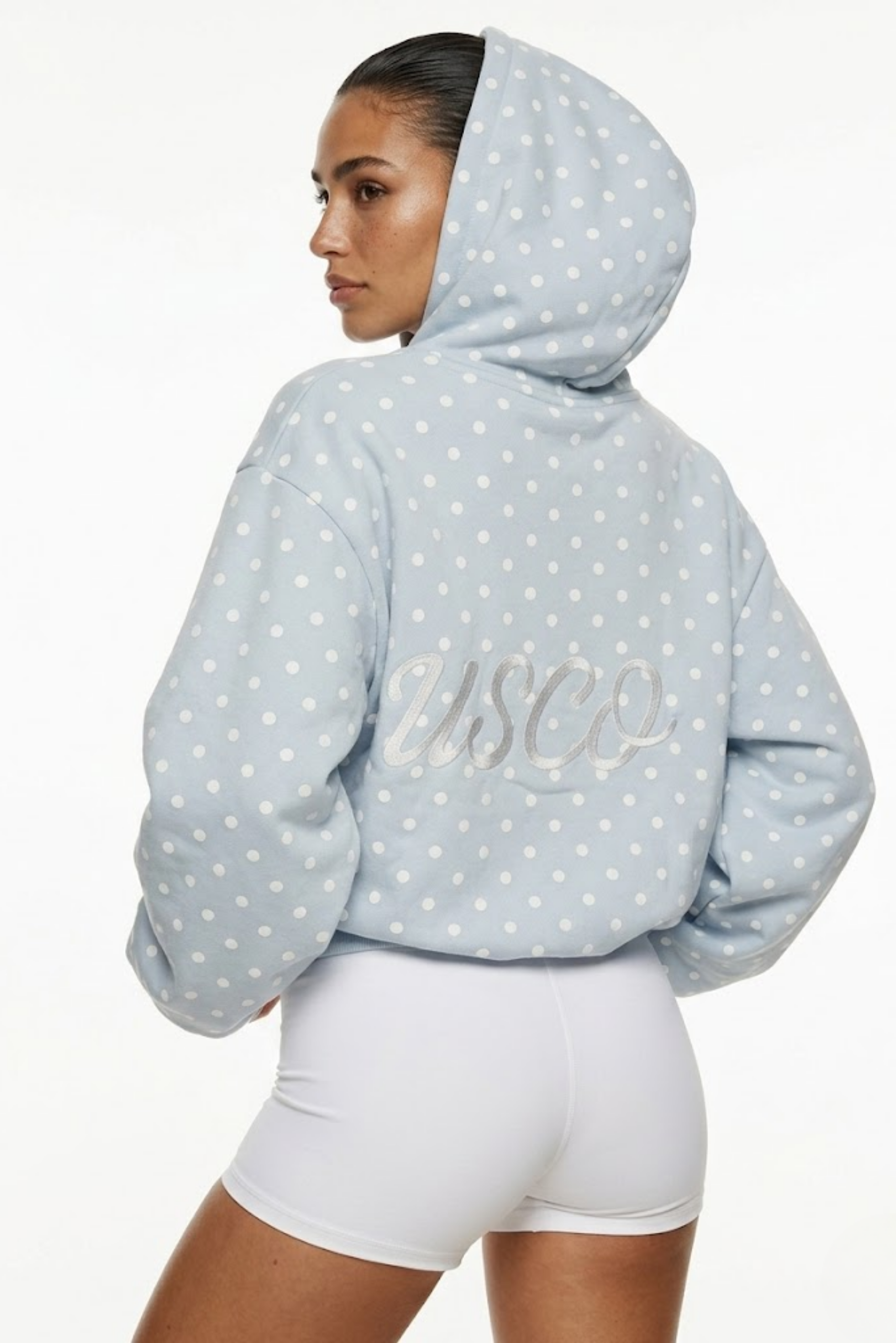 The Minnie zip up in ICE BLUE Polka Dot