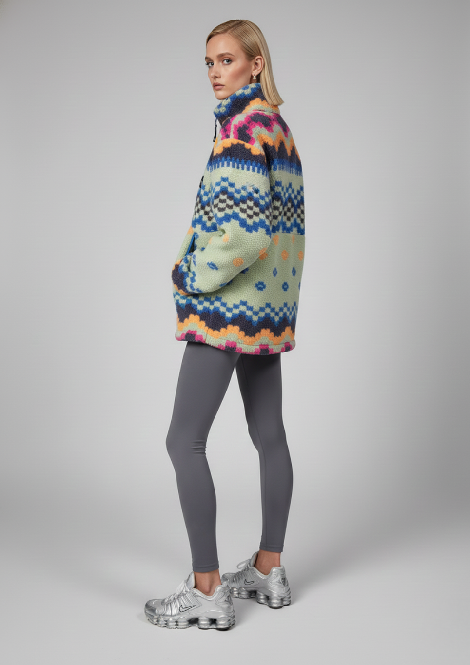 The Trek fleece in Mint/Blue Nordic