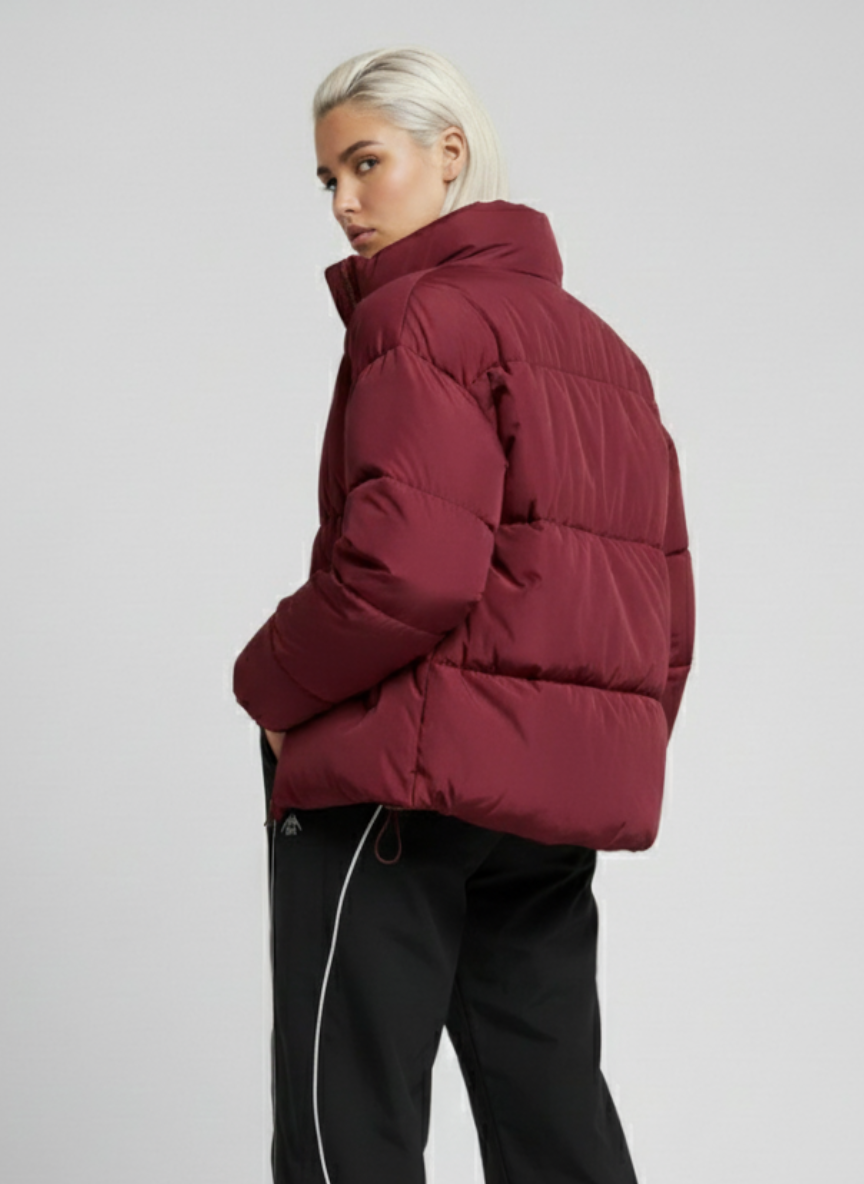 The ThermX Puffer Coat in Burgundy