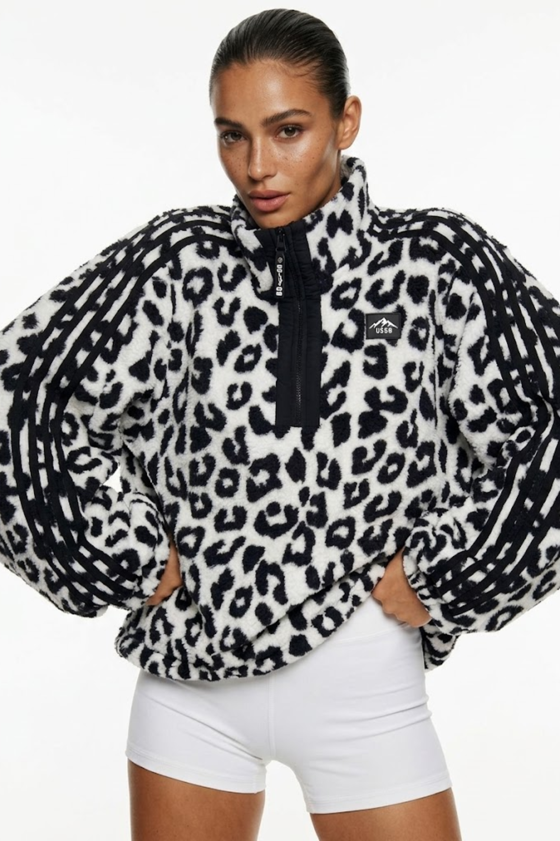 THE VECTOR FLEECE IN WHITE LEOPARD T453