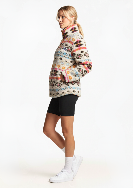 The Trek fleece in Hot Pink Aztec