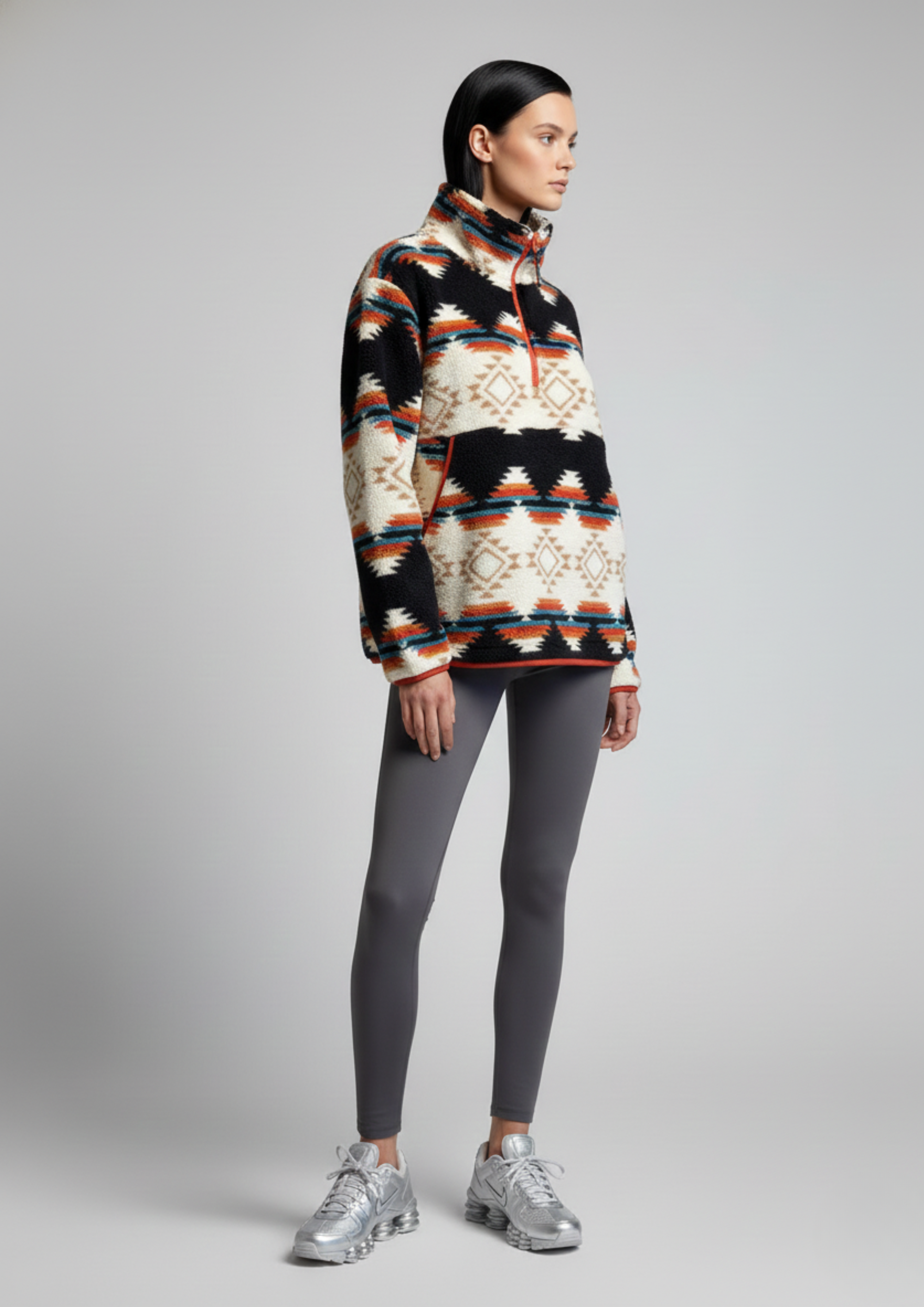 The Trek fleece in Black Aztec