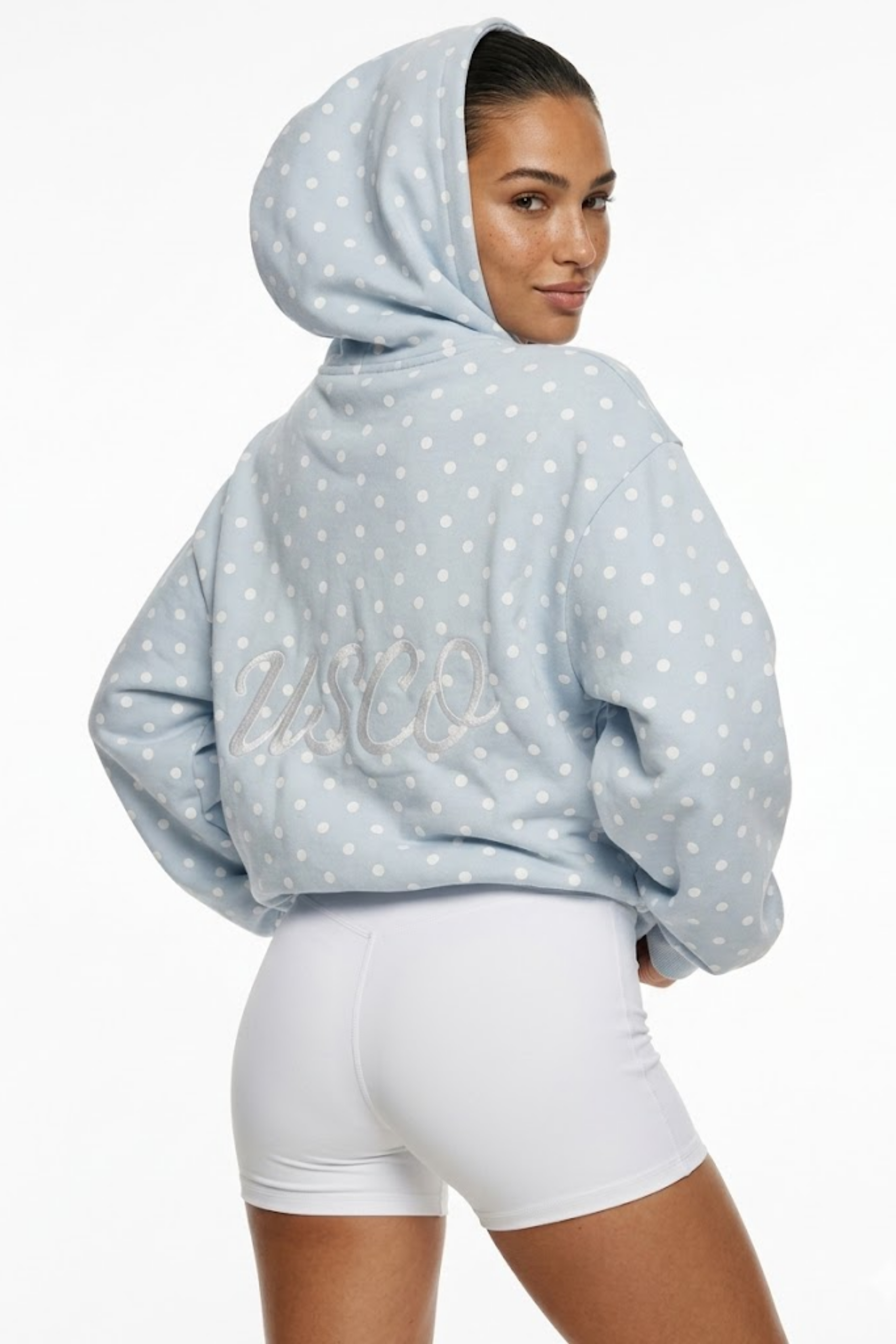 The Minnie zip up in ICE BLUE Polka Dot