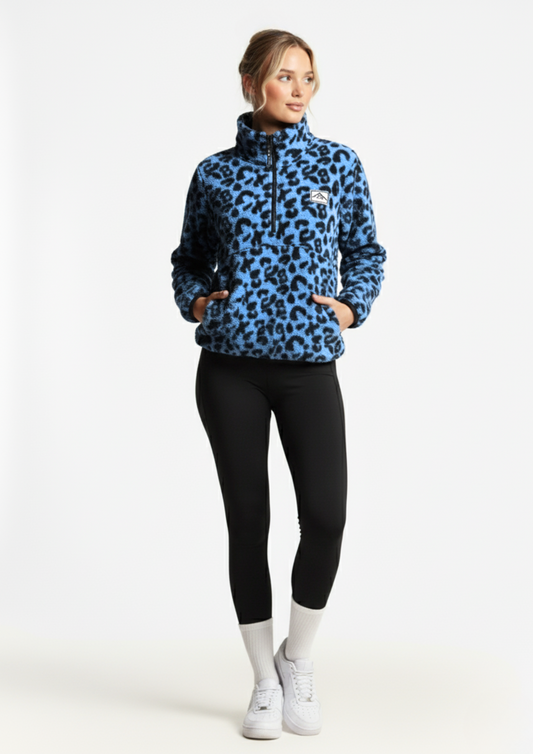 The Trek fleece in Blue Leopard
