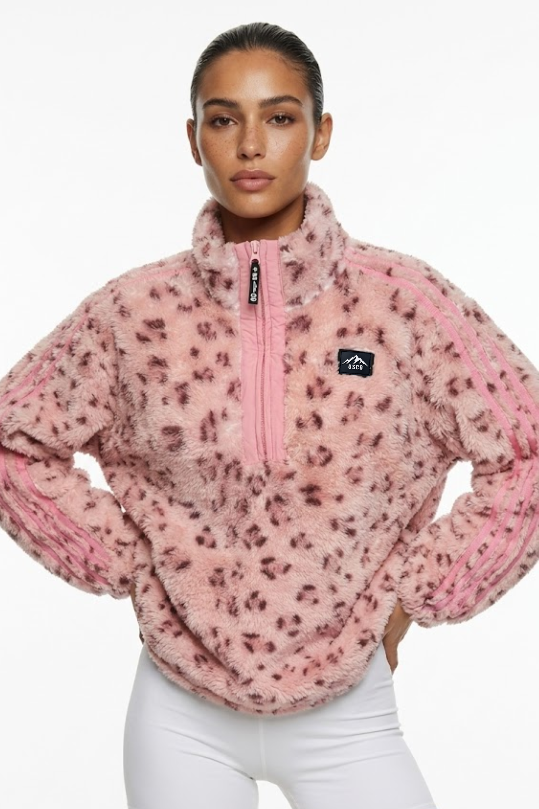 THE VECTOR FLEECE IN PINK LEOPARD T440