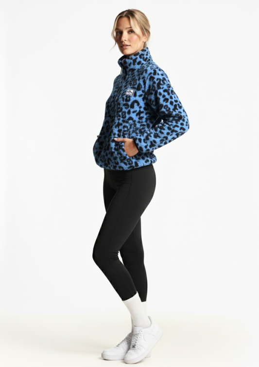 The Trek fleece in Blue Leopard