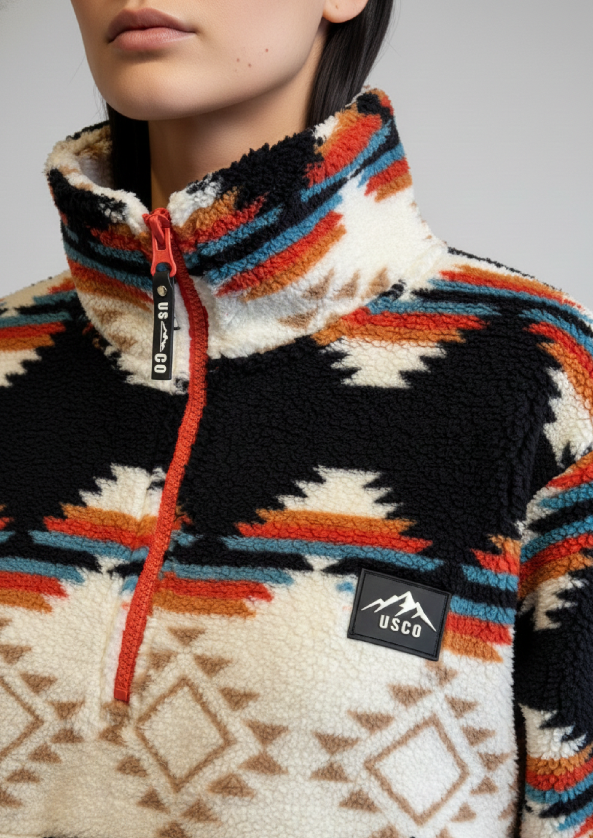 The Trek fleece in Black Aztec