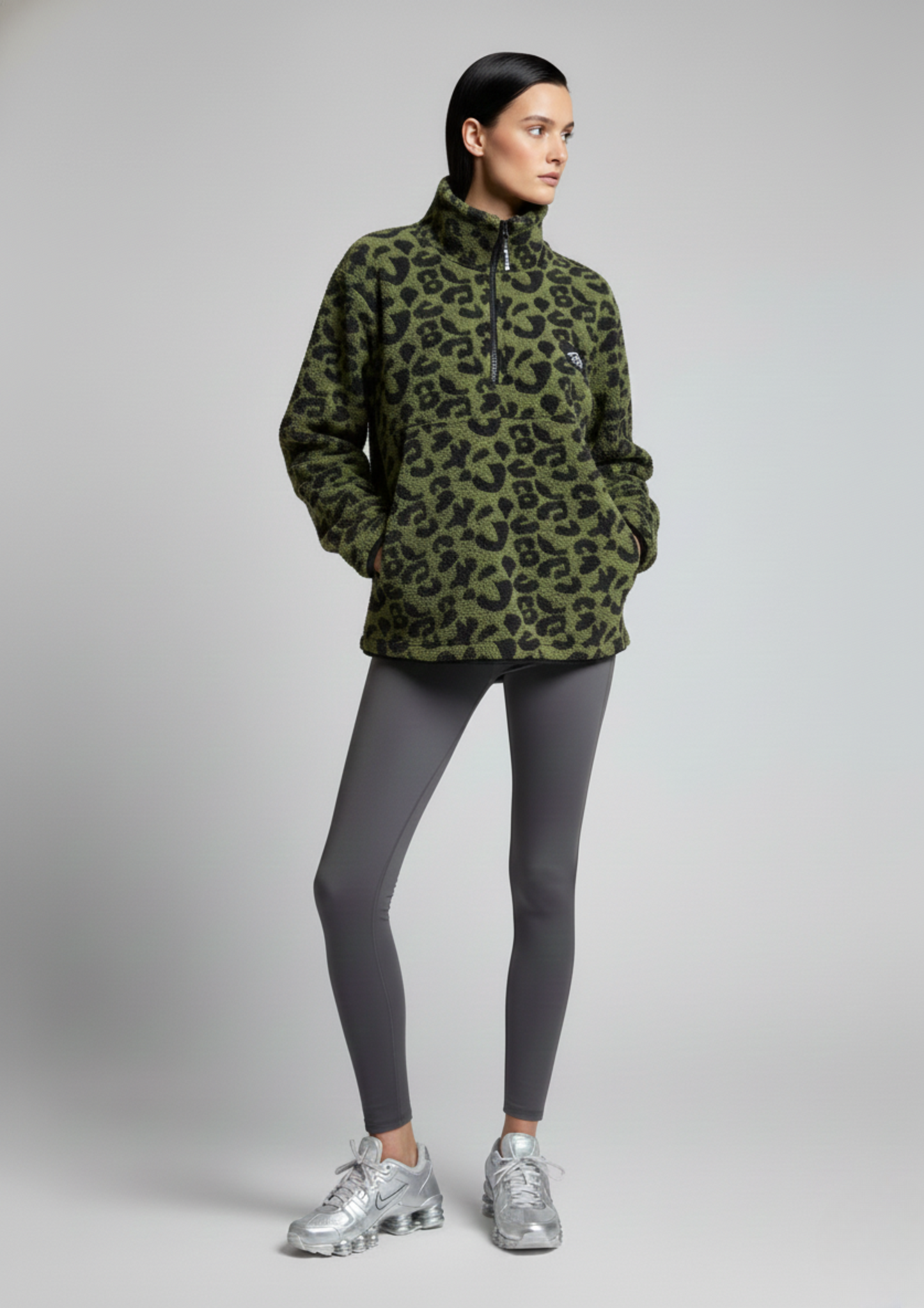 The Trek fleece in Green Leopard