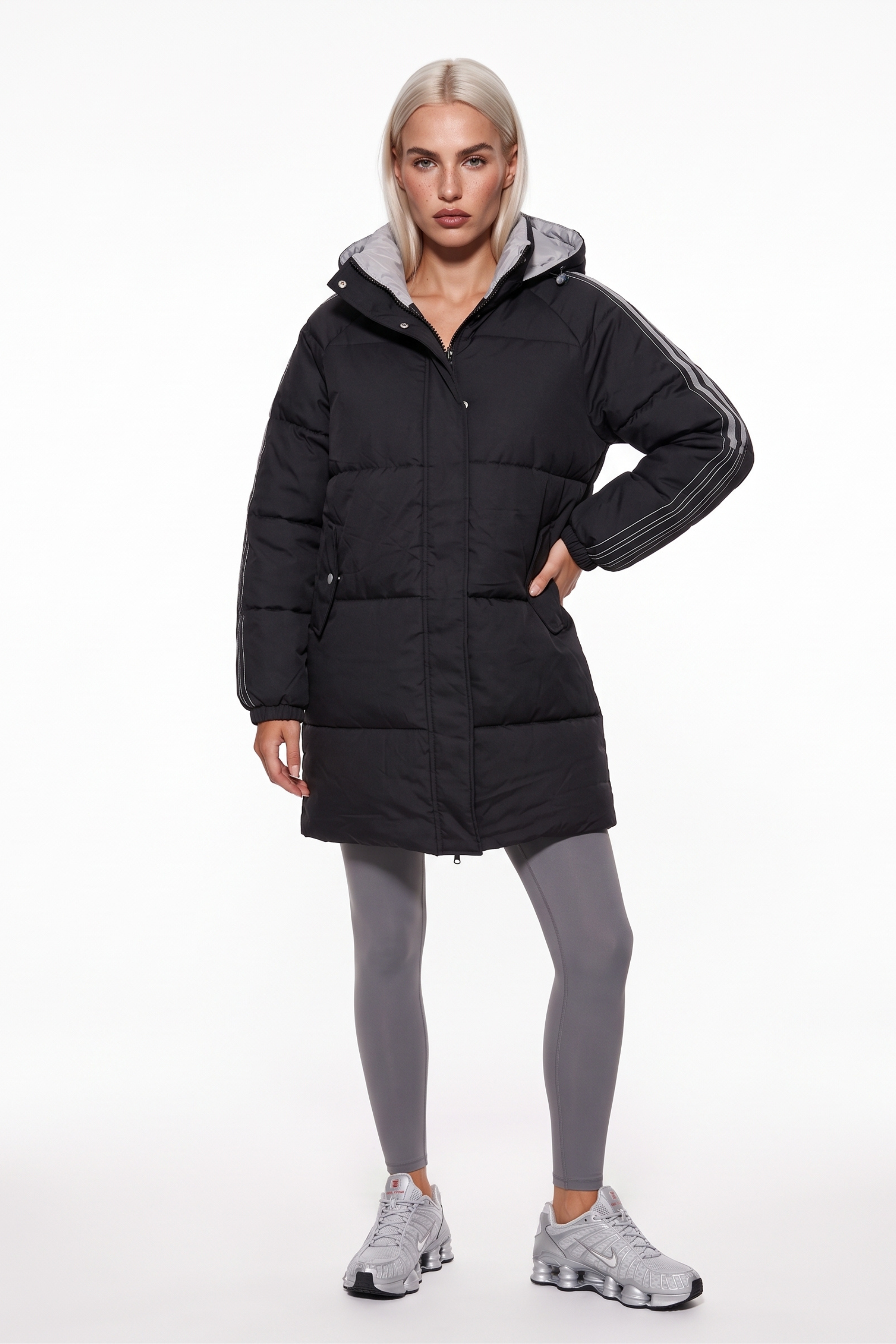 THE POLAR LONGLINE PUFFER JACKET IN BLACK