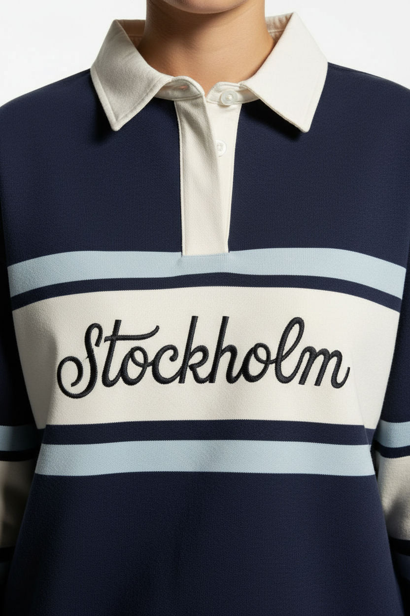 Scandi Collared Pullover in navy stockholm